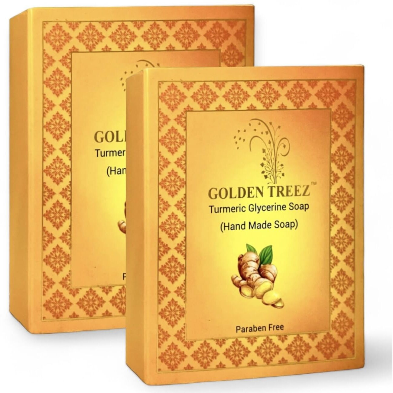 Golden Treez Turmeric Handmade Bath Soap For Tan Removal, Acne (Pimples) Skin Whitening And Brightening. Natural, Bathing Soap For Men And Women-115 Gm (Pack Of 2)