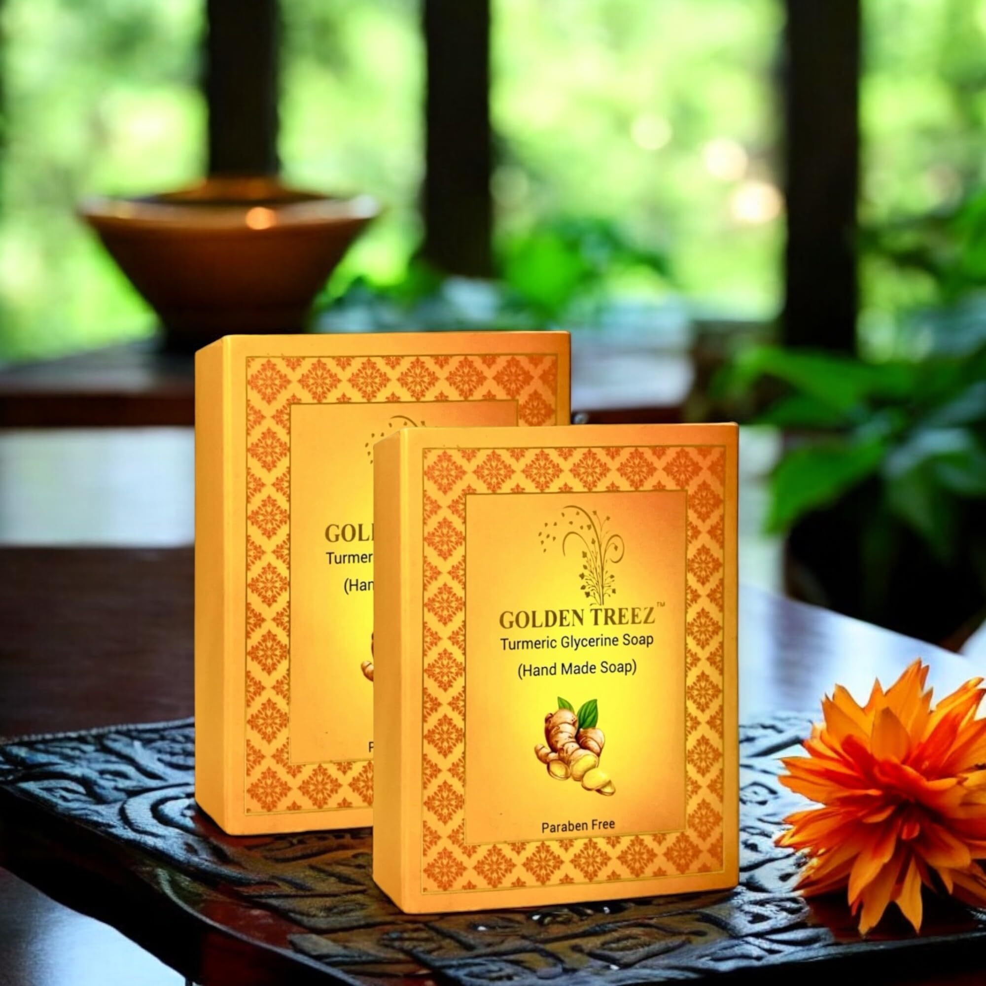 Golden Treez Turmeric Handmade Bath Soap For Tan Removal, Acne (Pimples) Skin Whitening And Brightening. Natural, Bathing Soap For Men And Women-115 Gm (Pack Of 2)