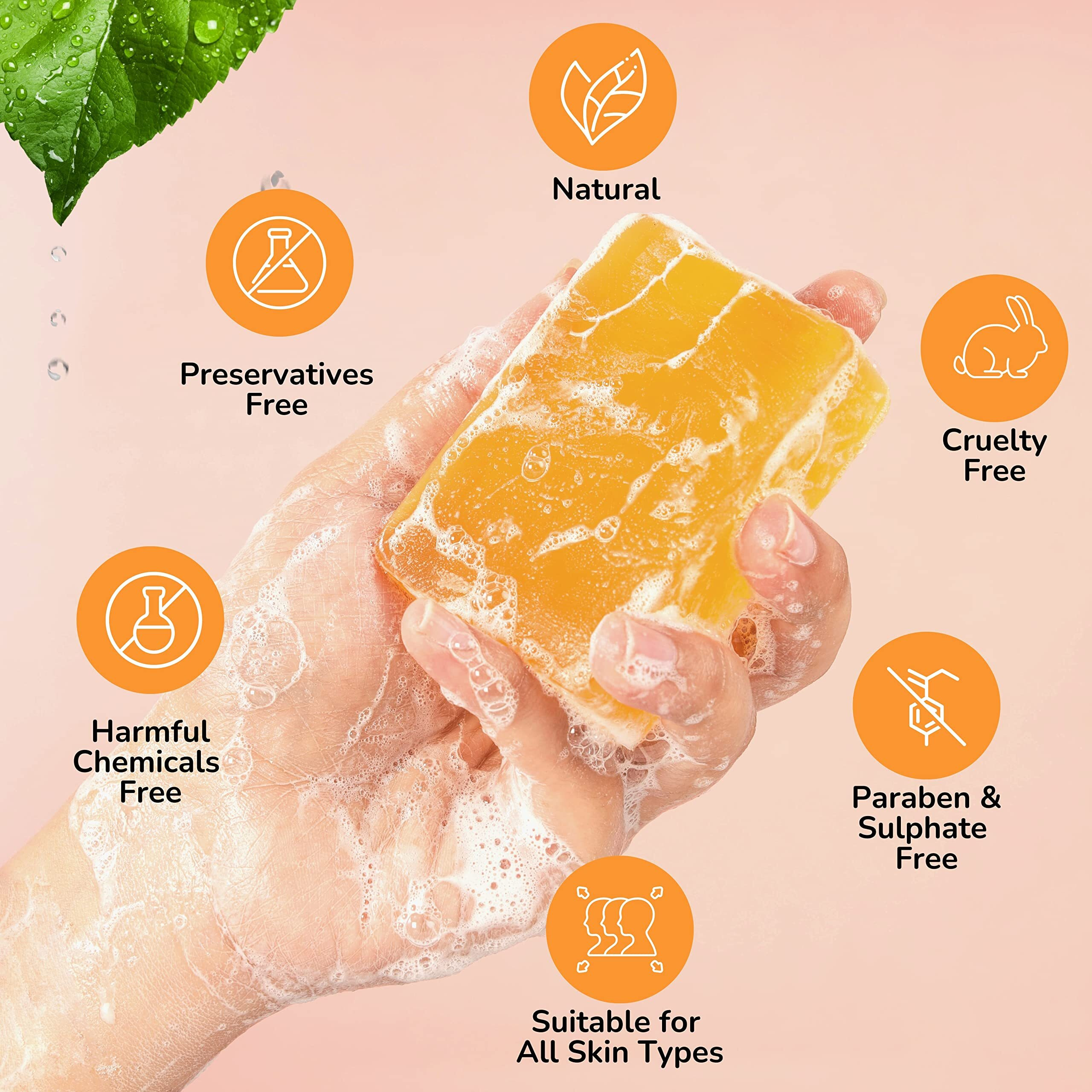 Golden Treez Turmeric Handmade Bath Soap For Tan Removal, Acne (Pimples) Skin Whitening And Brightening. Natural, Bathing Soap For Men And Women-115 Gm (Pack Of 2)