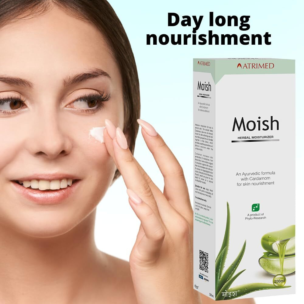 Atrimed Moish Herbal Moisturizer For Skin Nourishment | Ayurvedic Skin Moisturizer Cream | Suitable For All Skin Types | 600Ml | Pack Of 3