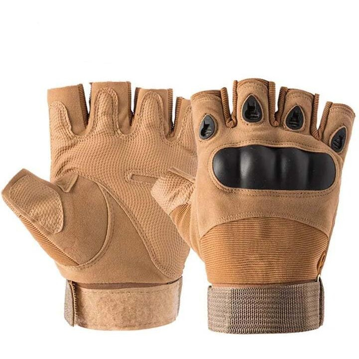 Ketmart Nylon Tactical Half Finger Gloves For Sports, Hard Knuckle,Hiking,Cyclling,Travelling,Camping,Outdoor,Boxing, Motorcycle Riding, Arm Shooting Gym Glove (Color-Khakhi)