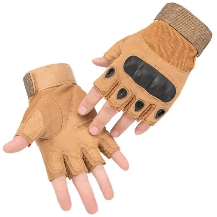 Ketmart Nylon Tactical Half Finger Gloves For Sports, Hard Knuckle,Hiking,Cyclling,Travelling,Camping,Outdoor,Boxing, Motorcycle Riding, Arm Shooting Gym Glove (Color-Khakhi)