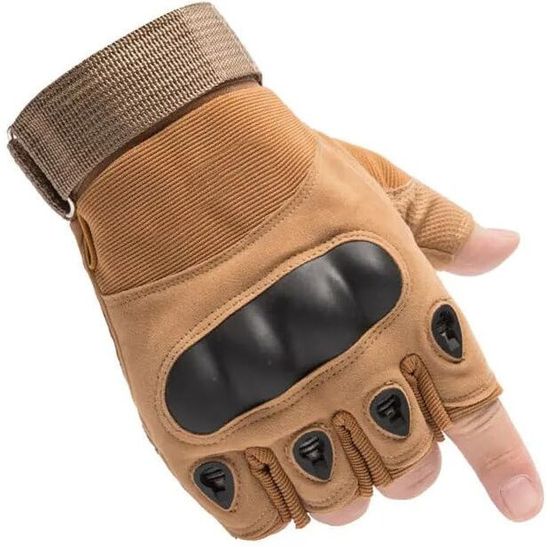 Ketmart Nylon Tactical Half Finger Gloves For Sports, Hard Knuckle,Hiking,Cyclling,Travelling,Camping,Outdoor,Boxing, Motorcycle Riding, Arm Shooting Gym Glove (Color-Khakhi)