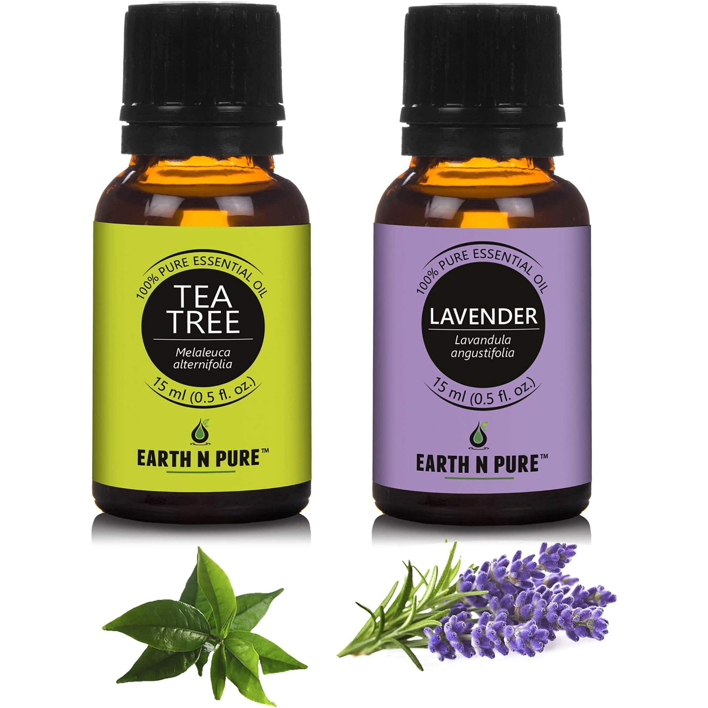 Earth N Pure Essential Oil Pack Of 2 (15 Ml Each) Tea Tree And Lavender, Natural & Therapeutic Grade