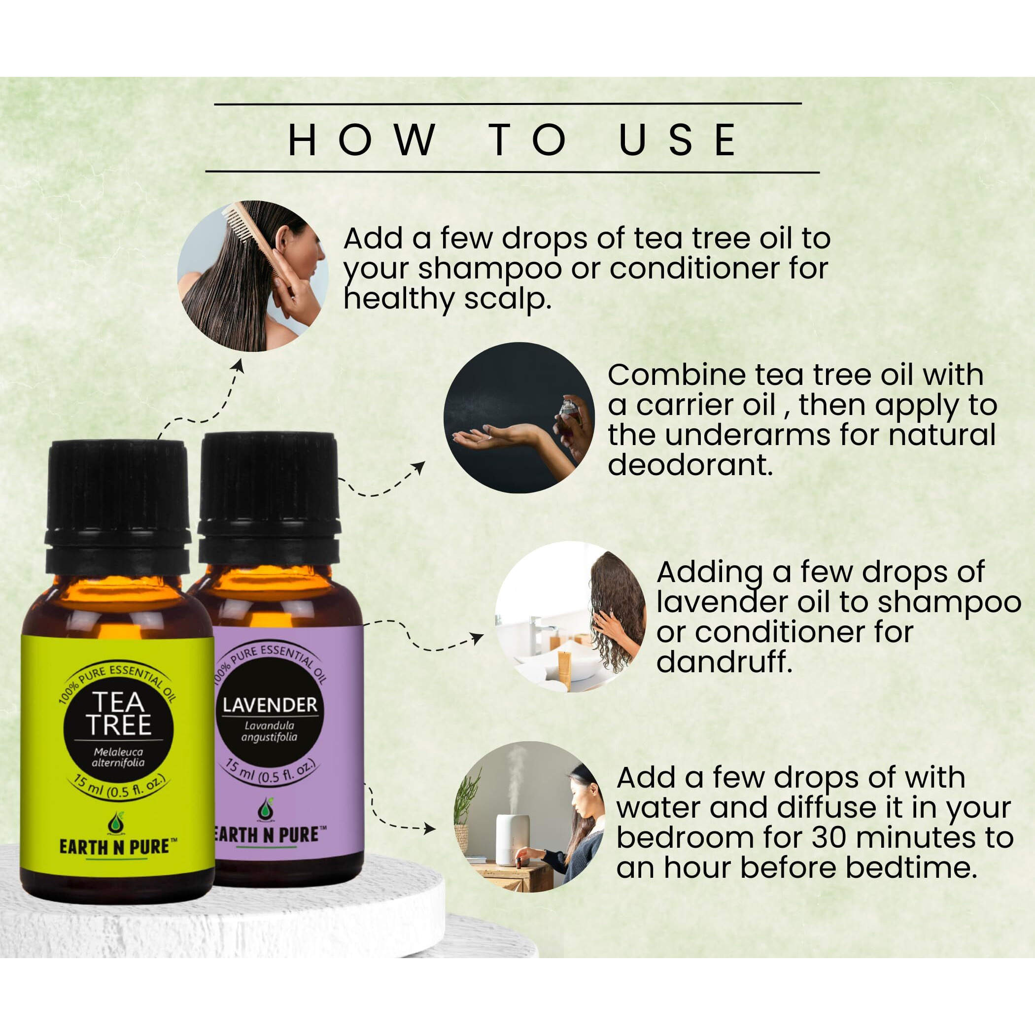 Earth N Pure Essential Oil Pack Of 2 (15 Ml Each) Tea Tree And Lavender, Natural & Therapeutic Grade