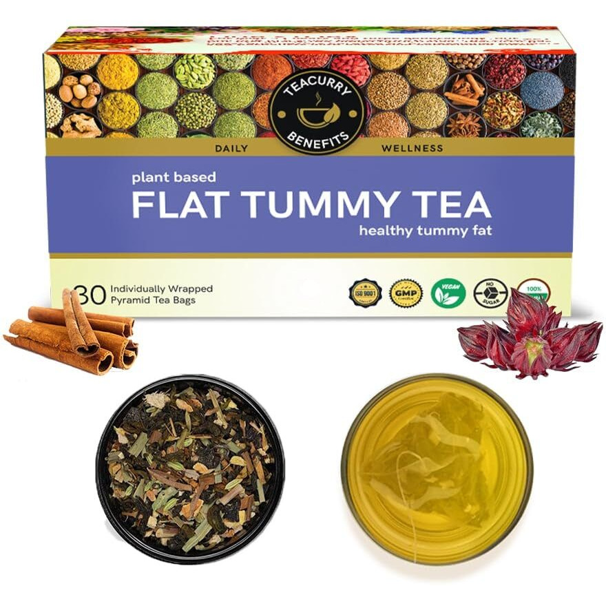 Teacurry Flat Tummy Tea (30 Bags) - Get Slim Belly, Support Healthy Weight Naturally
