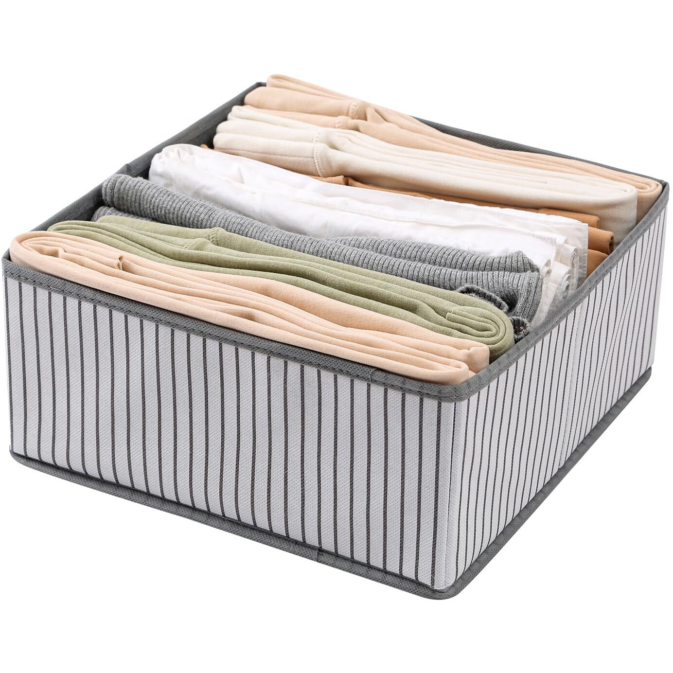 House Of Quirk Non-Woven Foldable Clothing Storage Box Closet Dresser Drawer Organizer Containers Divider With Drawers For Underwear,Bras,Socks,Ties,Scarves,Set Of 8(Grey Stripes)