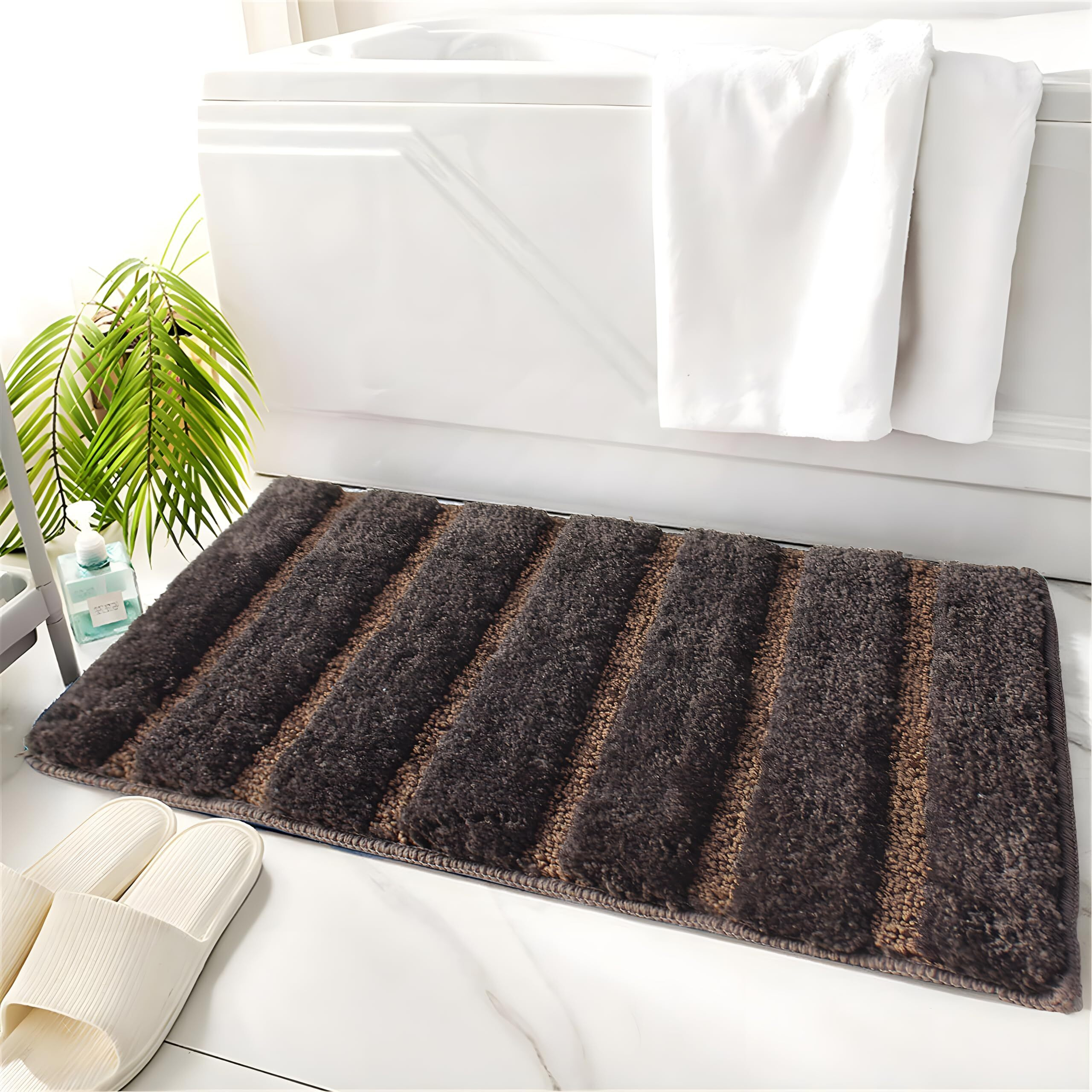 Luxe Home Bath Mat Super Soft Microfiber Non Slip Mexico Bathroom Mats Water Soak Washable Doormat For Home, Bedroom, Living Room (38X58 Cm, Coffee) Pack Of 1
