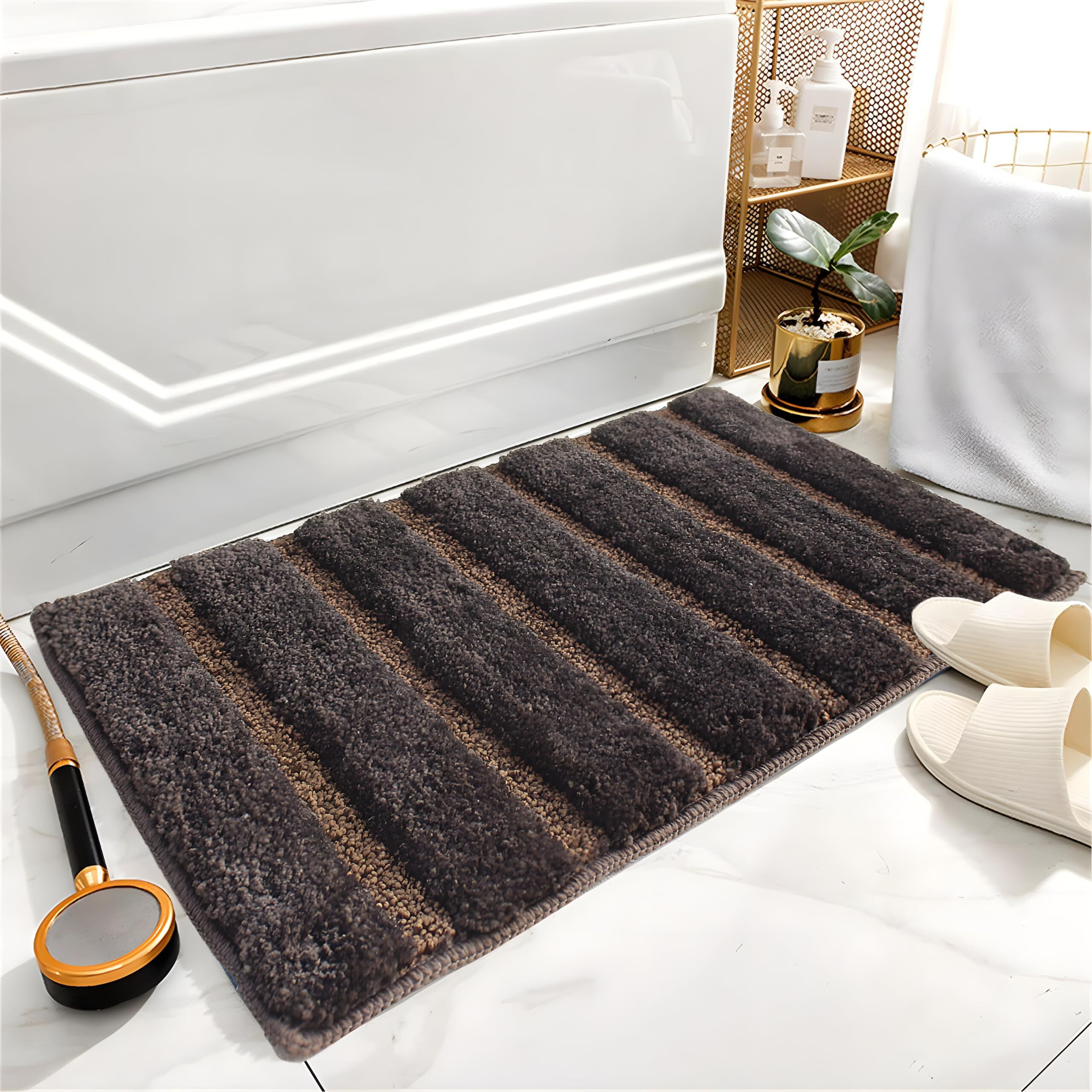 Luxe Home Bath Mat Super Soft Microfiber Non Slip Mexico Bathroom Mats Water Soak Washable Doormat For Home, Bedroom, Living Room (38X58 Cm, Coffee) Pack Of 1