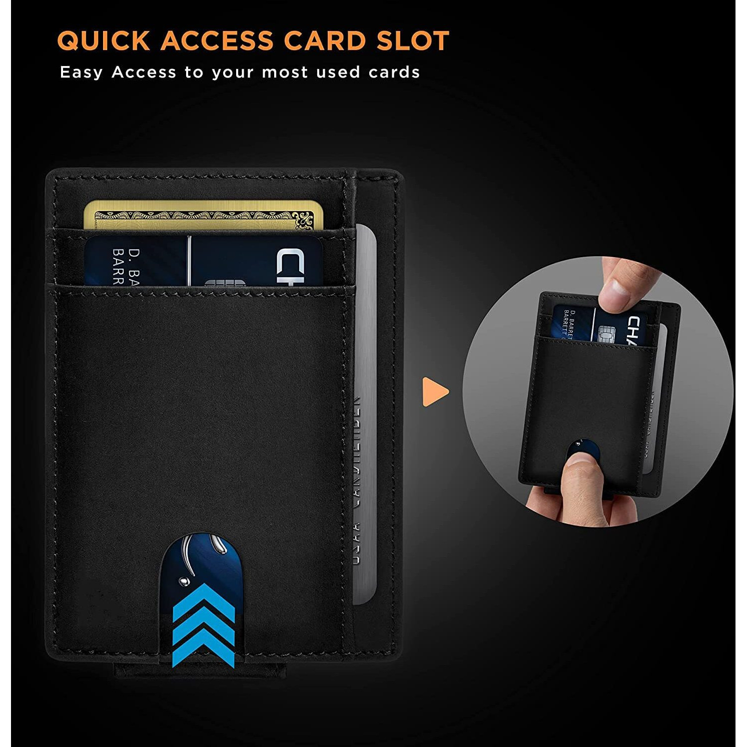 Contacts Front Pocket Wallet With Magnetic Money Clip Minimalist Rfid Genuine Leather Wallets For Men Slim Credit Card Card Holder | 7 Card Slots (Tan)