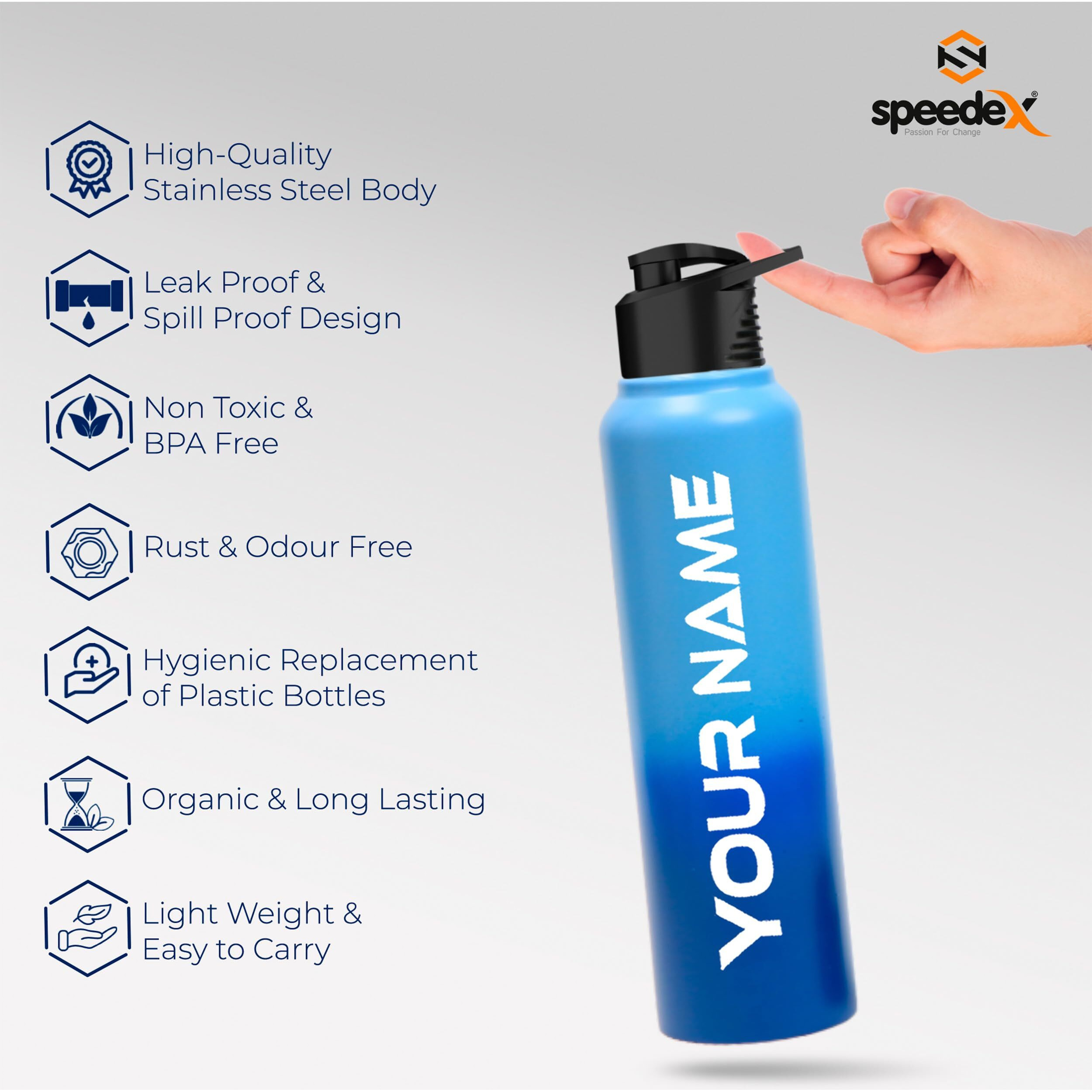 Speedex Stainless Steel Water Bottle 1 Ltr For Kids, Boys, Girls, 1 Litre Bottles For Gym, Sports, Fridge Use, School & Office - 1000Ml, Blue Blue Colour, Sipper Cap