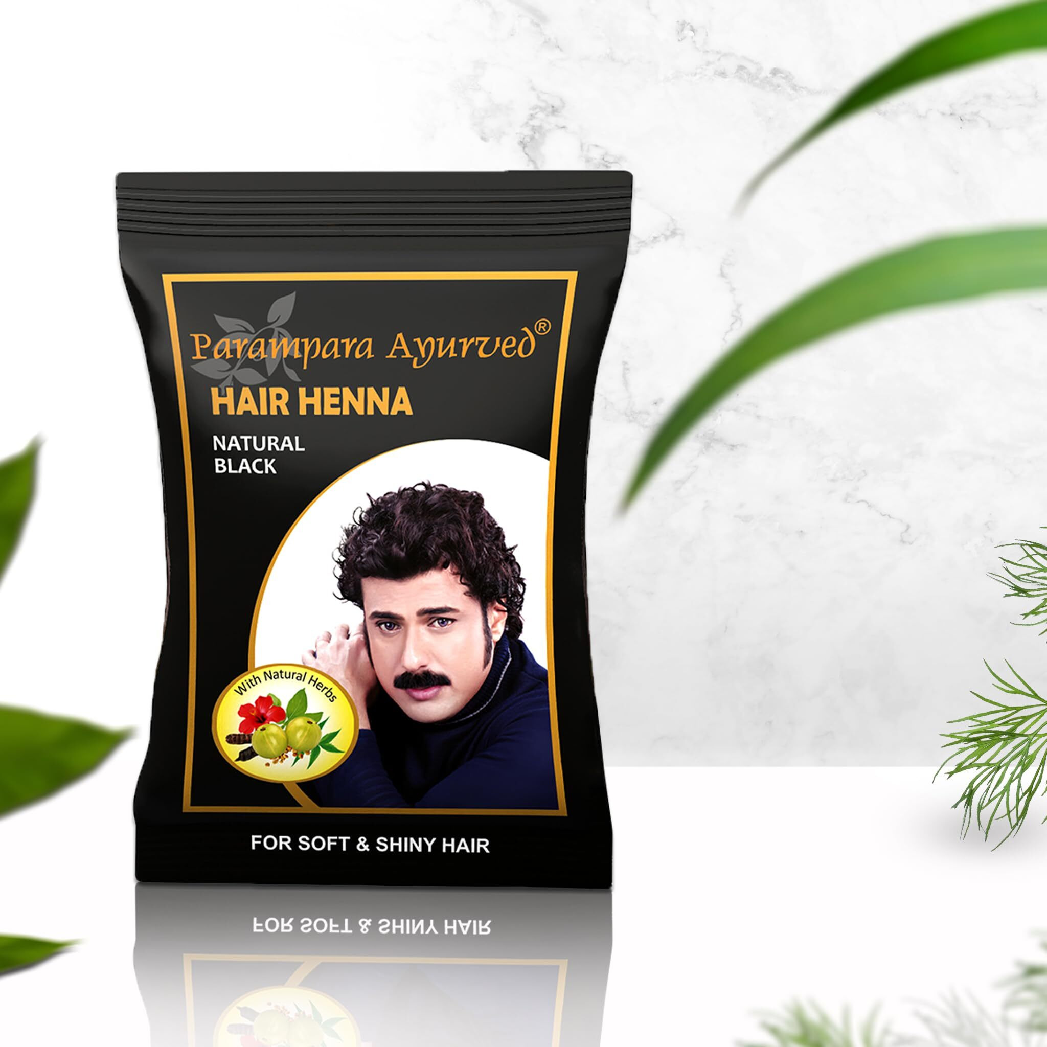 Parampara Ayurved Black Hair Colour Henna Powder | Chemical-Free Herbal Hair Dye For Men & Women With Coffee Methi Amla Bhringraj Hibiscus Shikakai & Reetha For Healthy, Lush | 200G | Pack Of 10