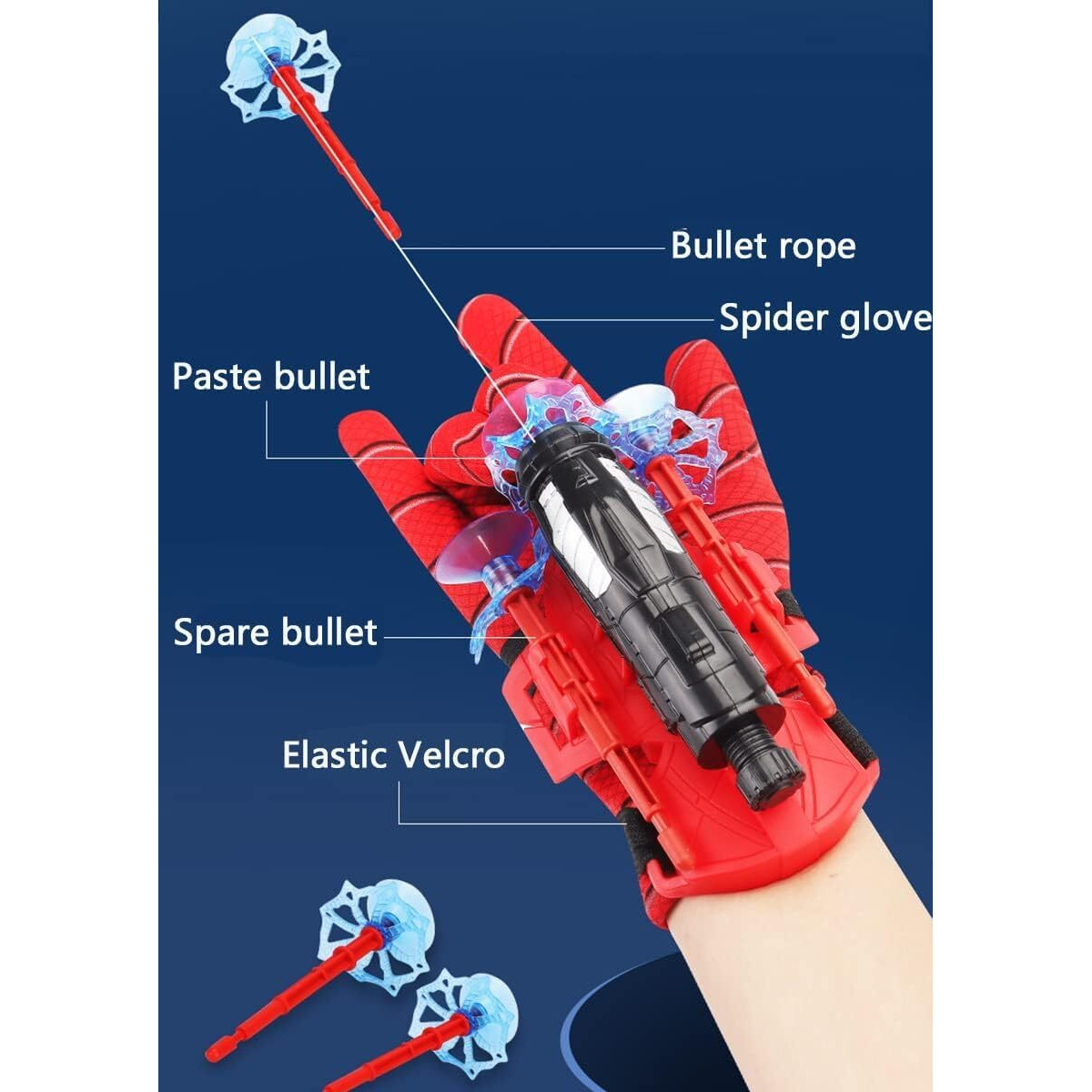 Shinetoy Entertain Kids 16.5Ft Spider Web Shooter, Superheroes Wrist Launcher Toy, Funny Children Educational Toys, Spider Gloves Man Cosplay Gift For Kids, Red