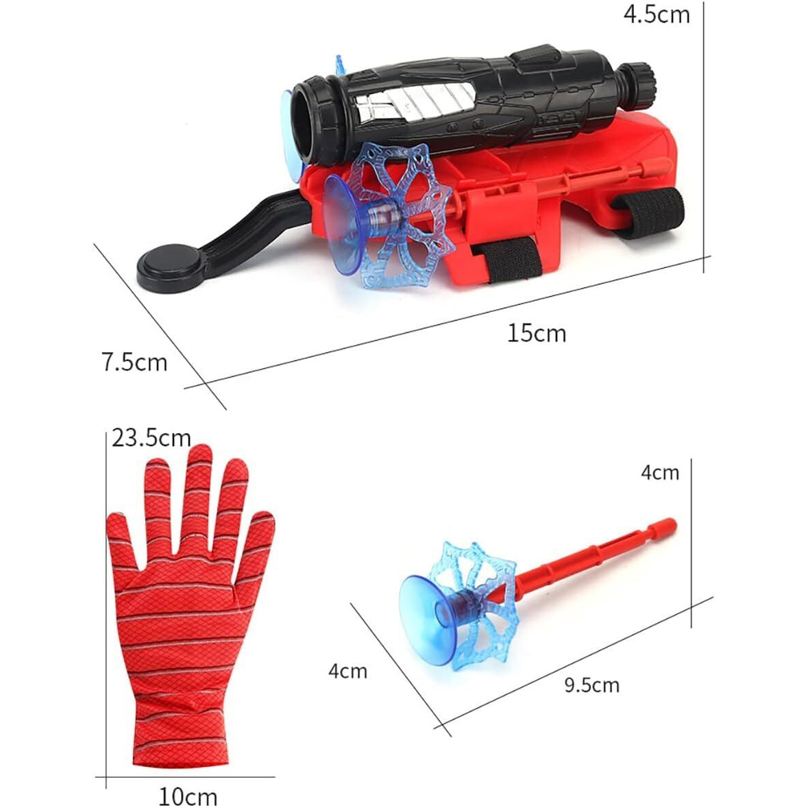 Shinetoy Entertain Kids 16.5Ft Spider Web Shooter, Superheroes Wrist Launcher Toy, Funny Children Educational Toys, Spider Gloves Man Cosplay Gift For Kids, Red