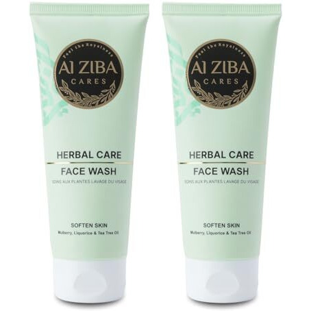 Alziba Cares Herbal Face Wash/Men & Women/Suitable To All Skin Types/Added Mulberry/Liquorice/Tea Tree Oil/D-Panthenol For Clear/Glowing And Smooth Skin(100Ml/Pack Of 2)
