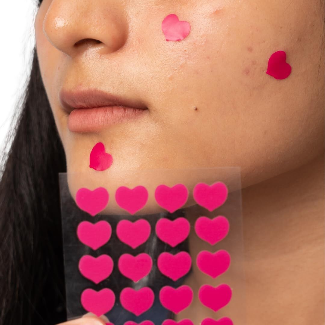 Gush Beauty Acne Pimple Patch | 20 Hydrocolloid Patches With Tea Tree Oil | Reduces Acne Pimples Excess Oil Overnight | For All Skin Types (Heart 20 Count)