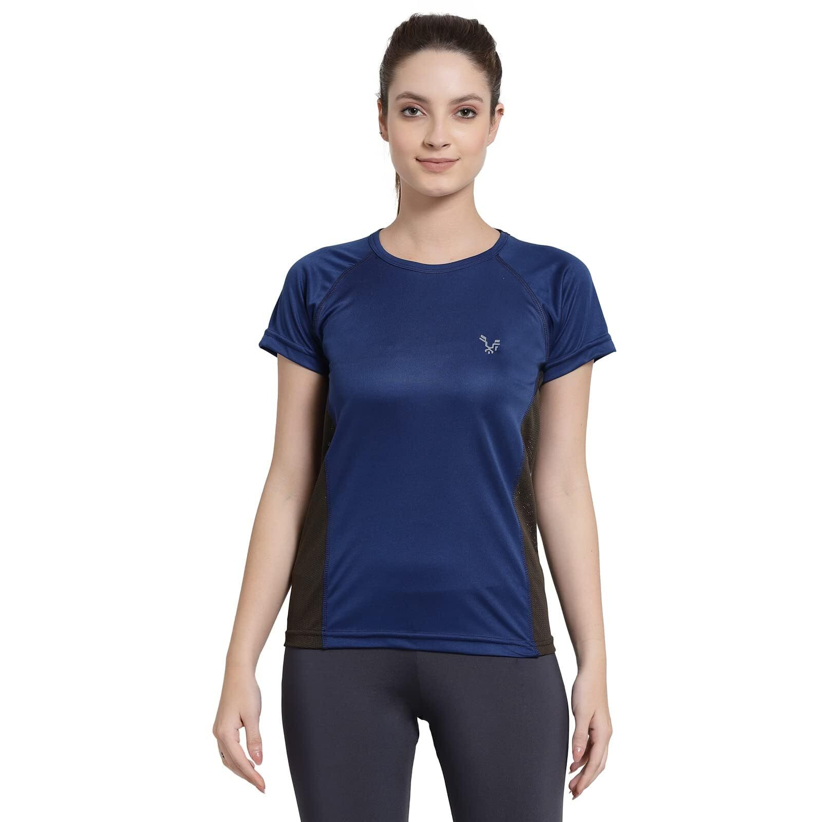 Uzarus Womens Dry Fit Workout Top Sports Gym Regular Fit T-Shirt (3Xl, Navy)