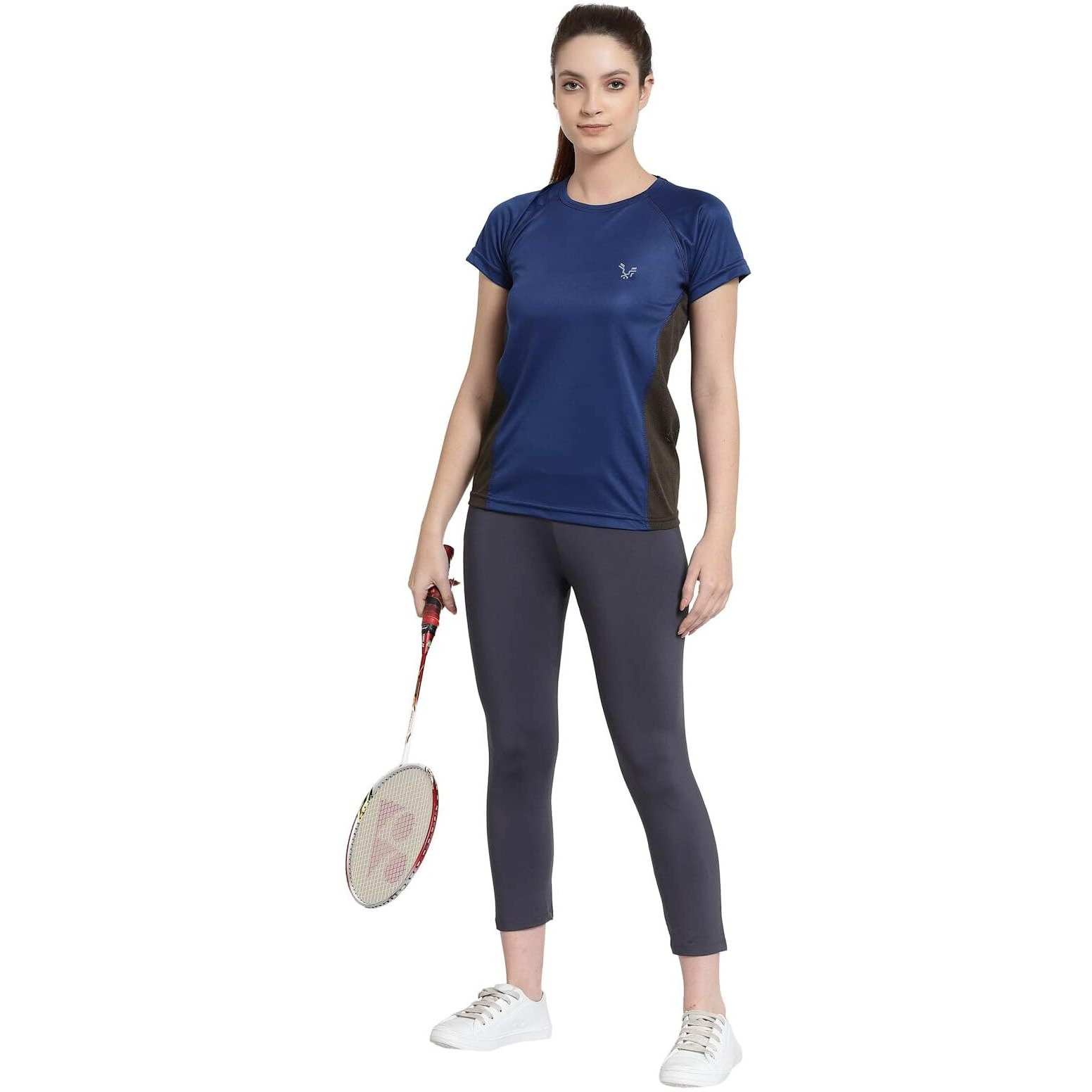 Uzarus Womens Dry Fit Workout Top Sports Gym Regular Fit T-Shirt (3Xl, Navy)