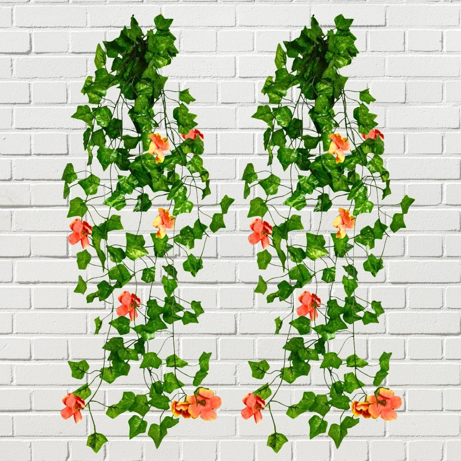 Decorebugs Artificial Flower Plants Leaves Hanging Ivy Garlands Plant Greenery Vine Creeper Home Decor Door Wall Balcony Decoration Party Festival Craft (Pack Of 2)