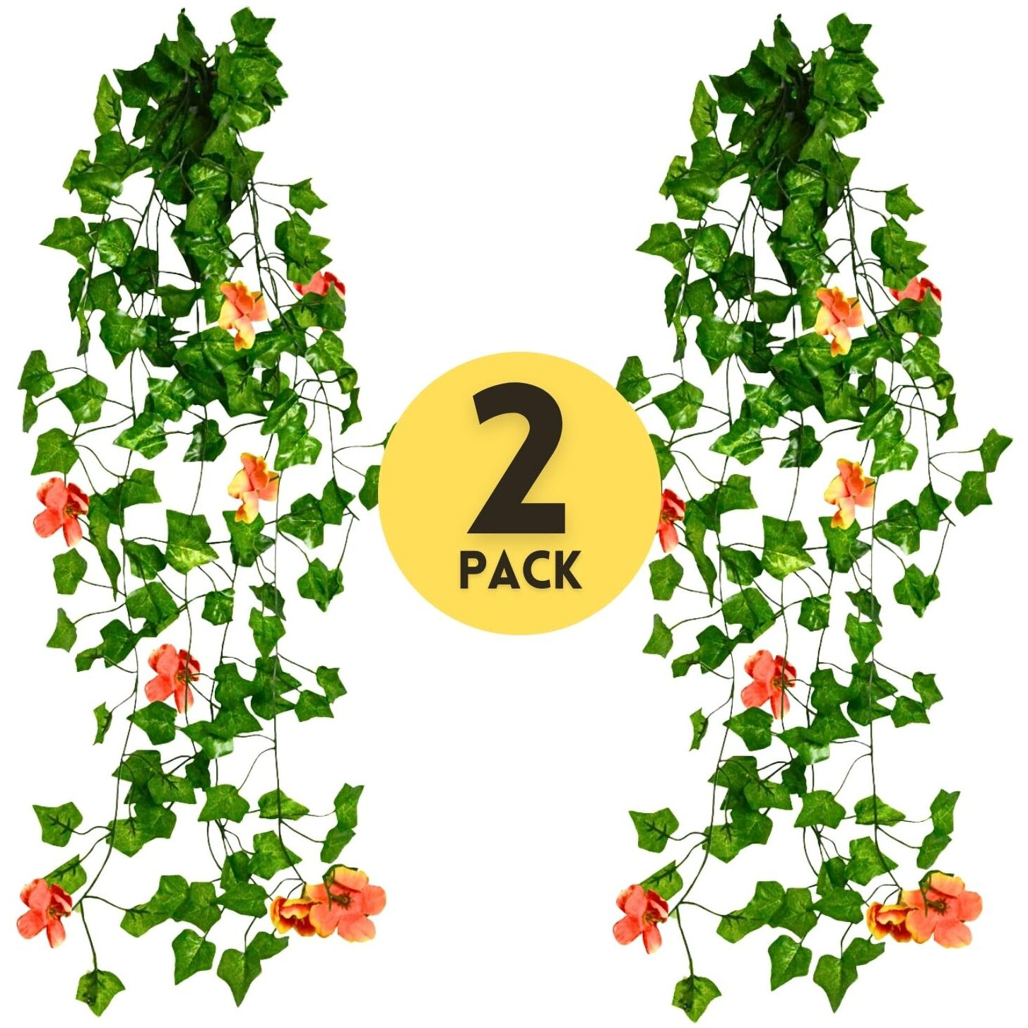 Decorebugs Artificial Flower Plants Leaves Hanging Ivy Garlands Plant Greenery Vine Creeper Home Decor Door Wall Balcony Decoration Party Festival Craft (Pack Of 2)