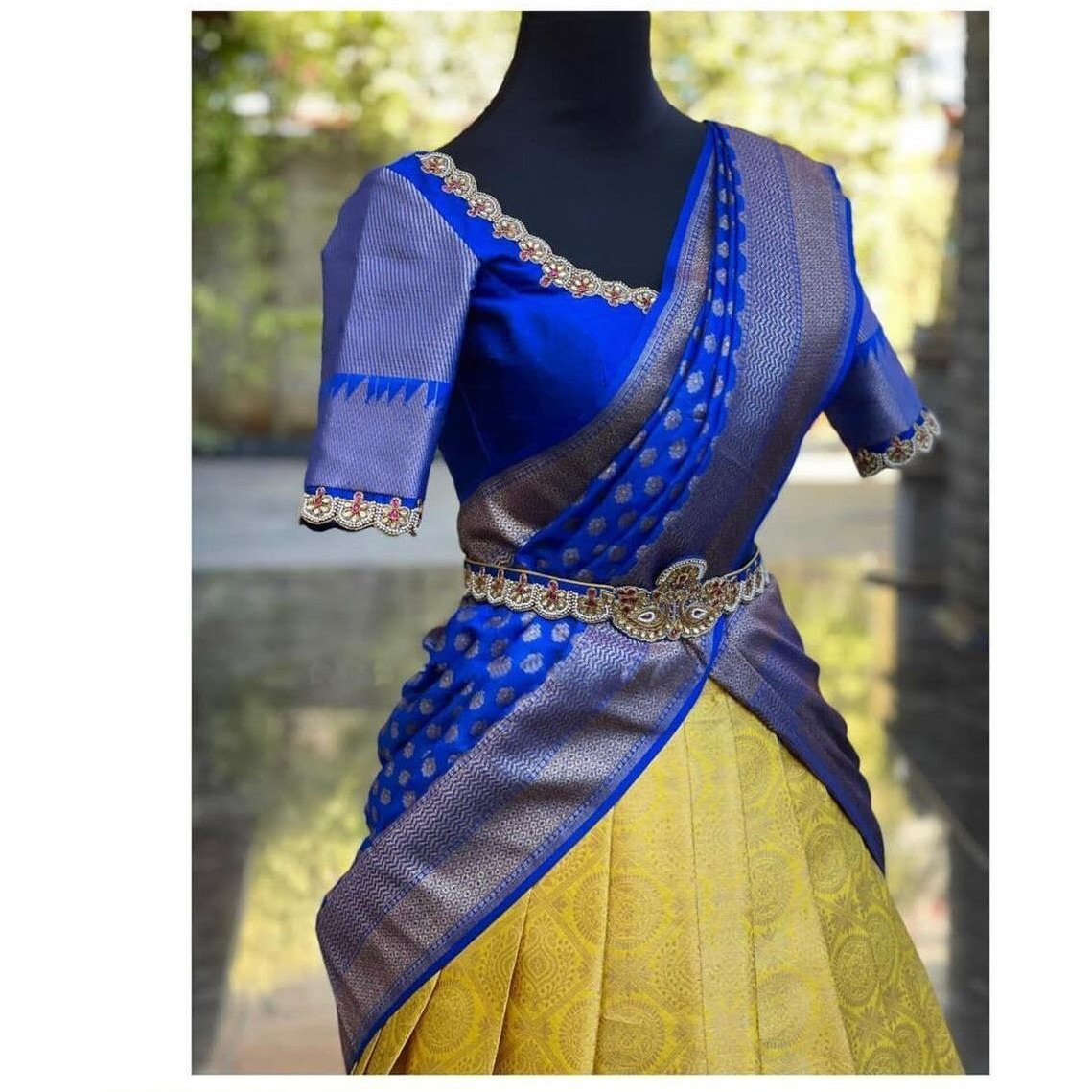 Zerico Women's Indian Traditional Kanjivaram Kanchipuram Silk Pure Zari Weaving Lehenga Choli And Havay Zari Work Dupatta With Blouse (All Unstitched) (Half Saree) (Yellow)