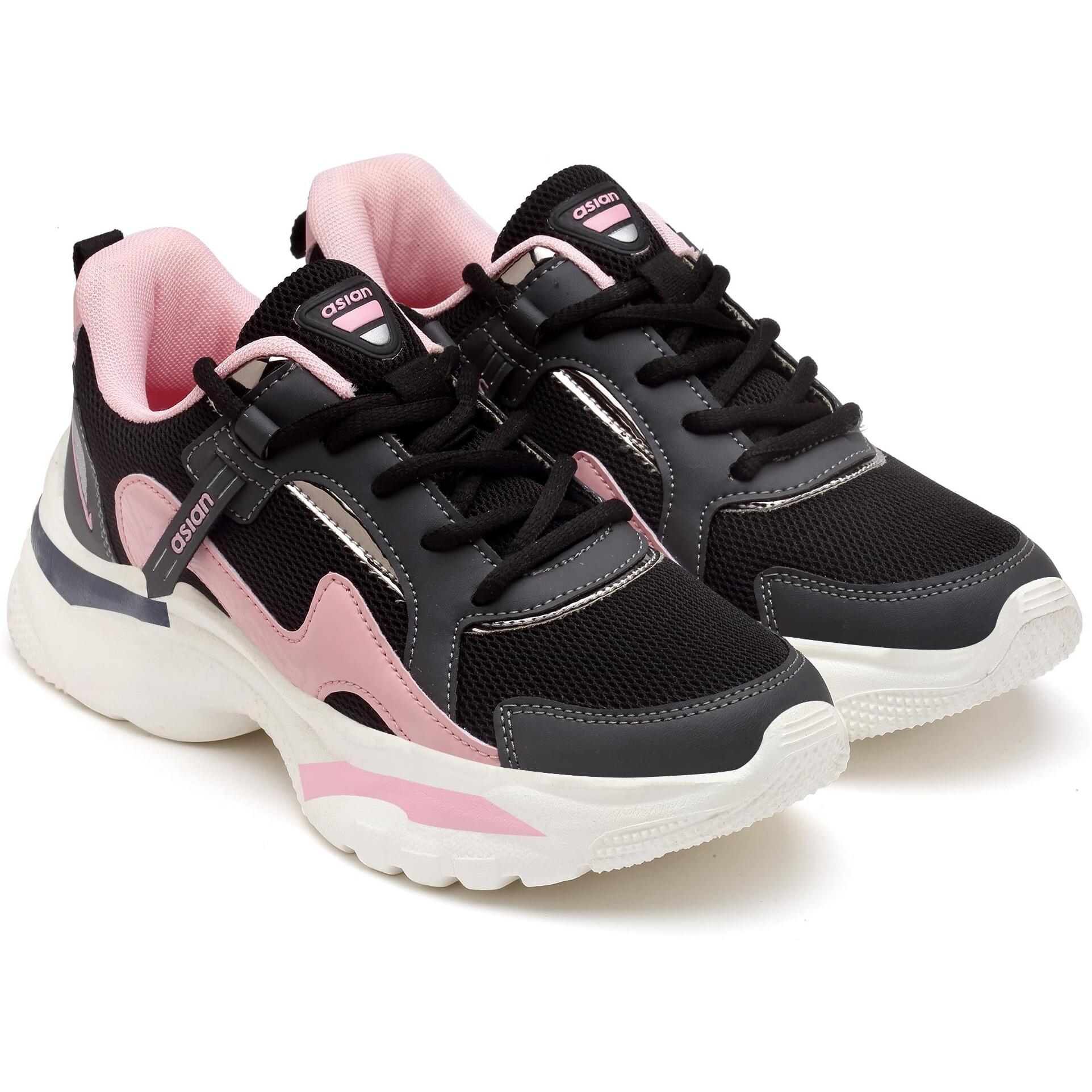Asian Women's Superfly-04 Sports Running Shoes With Superior Cushioning Technology Lightweight Construction & Memory Foam Insole Casual Sneaker Shoes For Women's & Girl's Black Pink