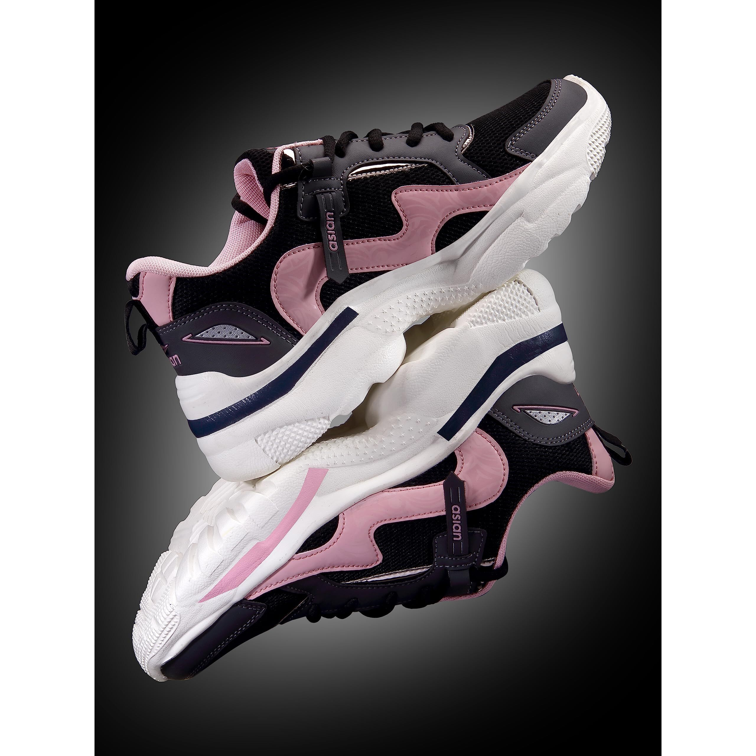 Asian Women's Superfly-04 Sports Running Shoes With Superior Cushioning Technology Lightweight Construction & Memory Foam Insole Casual Sneaker Shoes For Women's & Girl's Black Pink