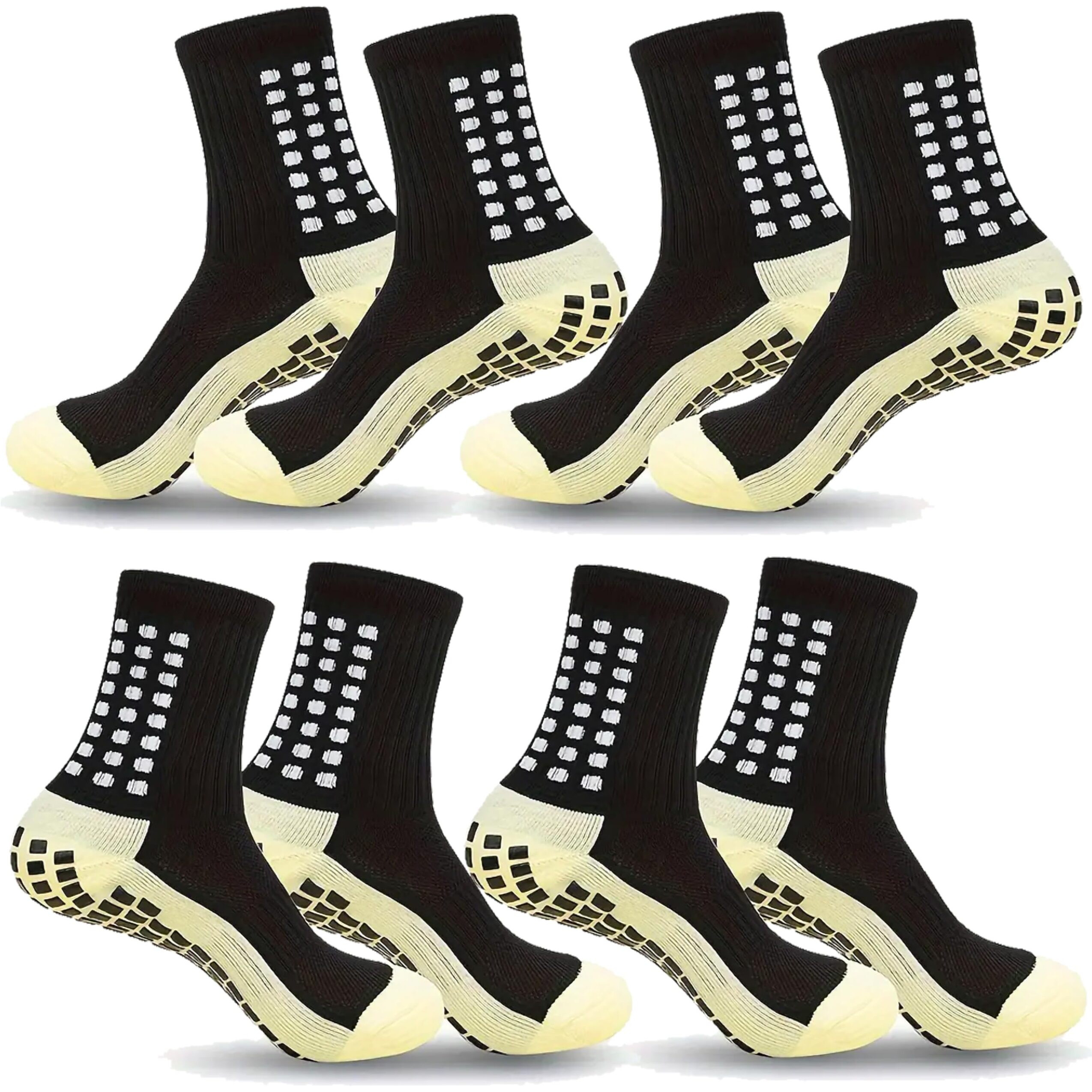 Boldstuff Hi-Tech Performance Athletic Socks For Men & Women | Crew Length, Anti-Slip Rubber Grip, Thick Cushion Sports Socks For Running, Gym, Training (In, Alpha, Free Size, 4, Black)