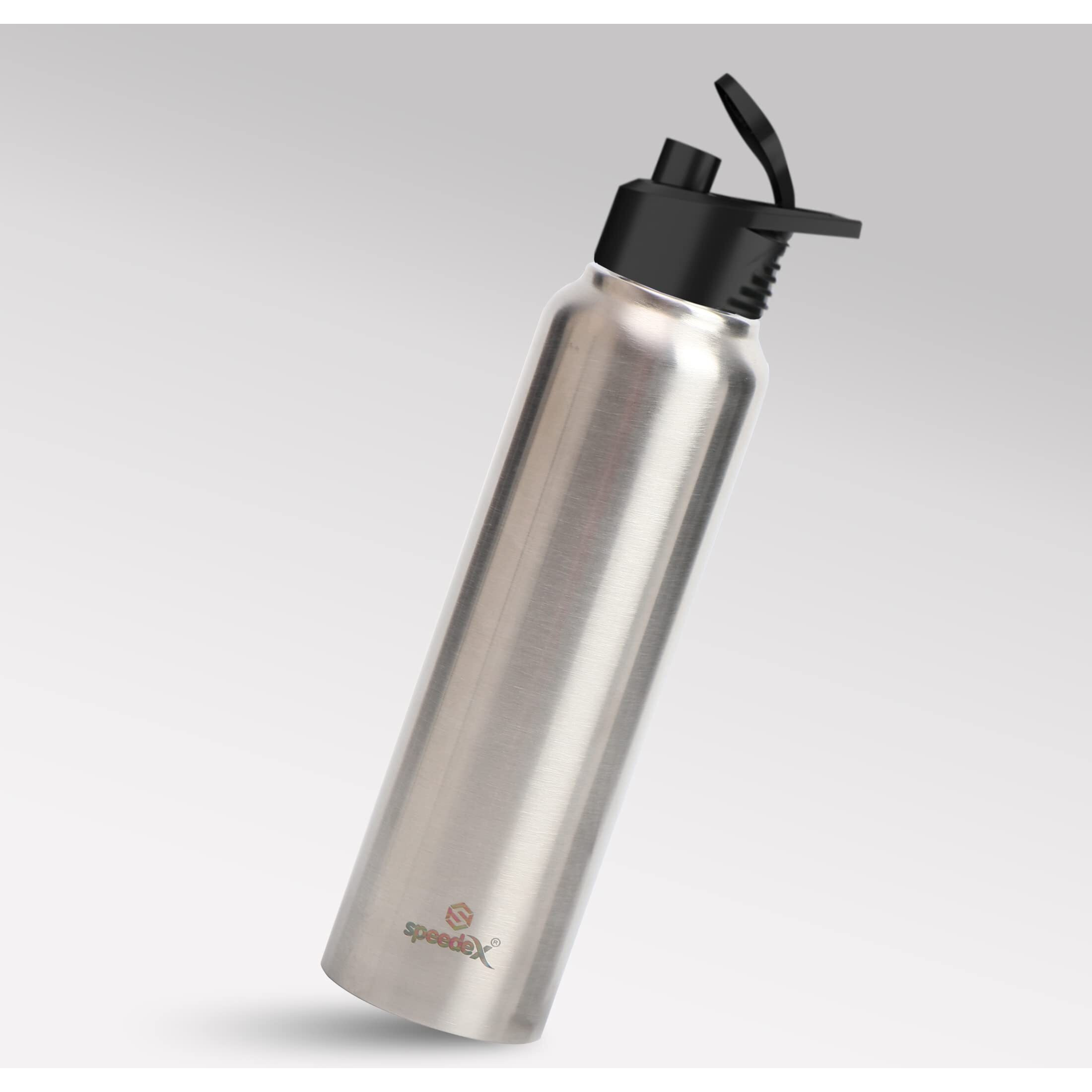 Speedex Stainless Steel Water Bottle 1 Ltr For Kids, Boys, Girls, 1 Litre Bottles For Gym, Sports, Fridge Use, School & Office - 1000Ml, Silver Colour, Set Of 3, Sipper Cap