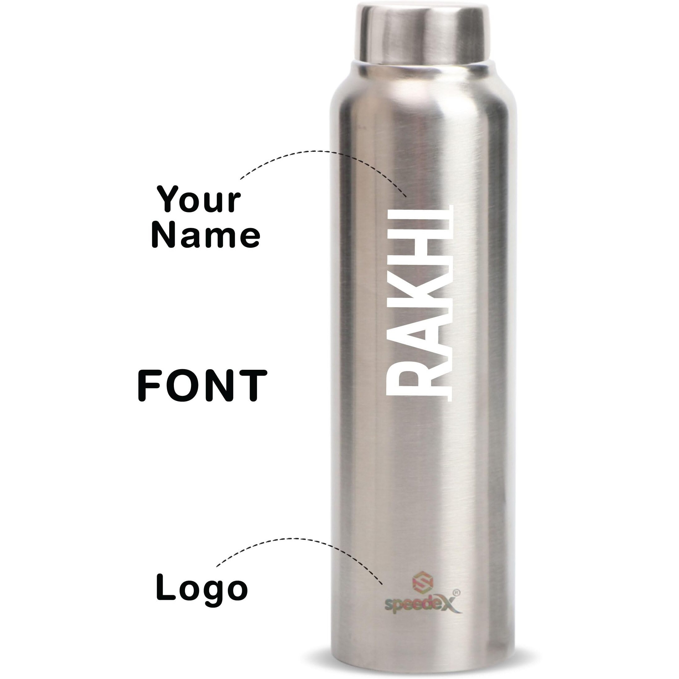 Speedex Stainless Steel Water Bottle 1 Ltr For Kids, Boys, Girls, 1 Litre Bottles For Gym, Sports, Fridge Use, School & Office - 1000Ml, Silver Colour, Steel Cap