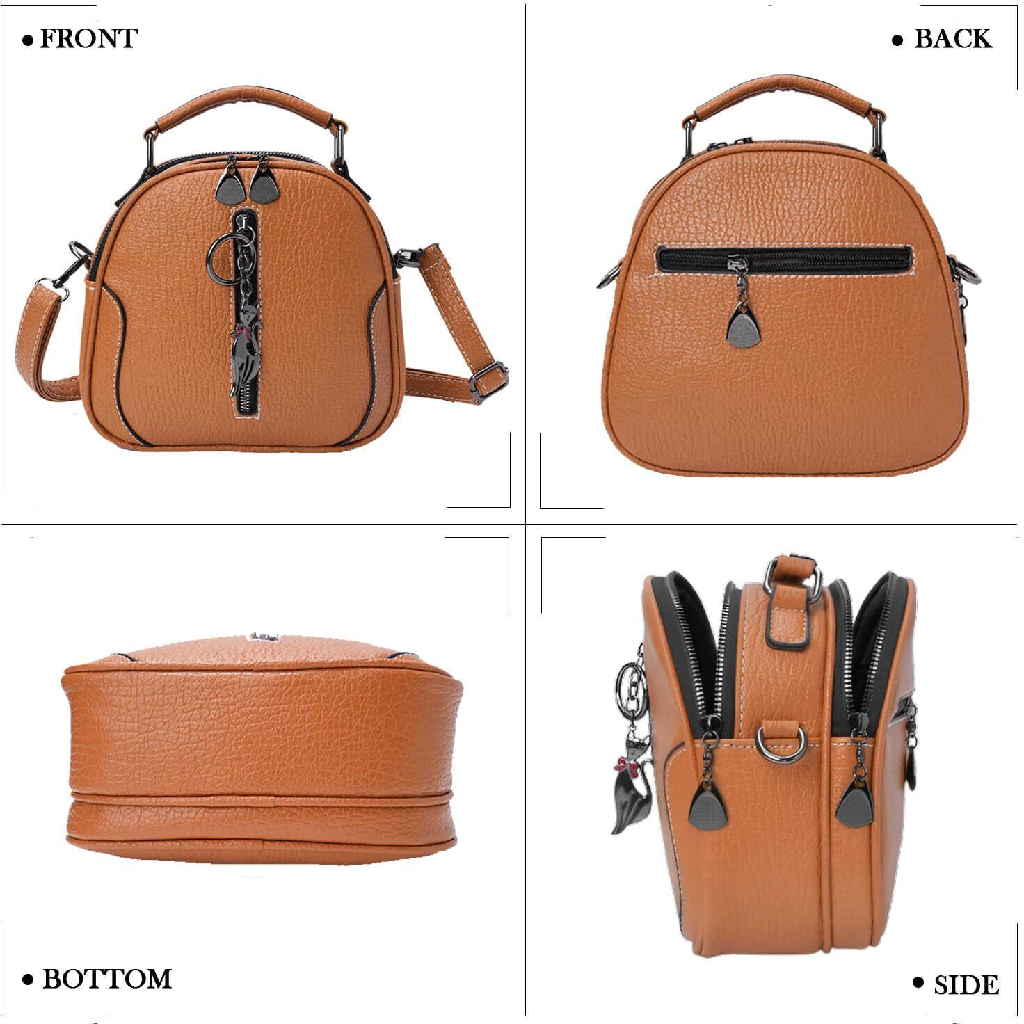 Inovera (Label) Sling Bag For Women | Faux Leather Cross Body Bags For Girls | Travel Shoulder Handbag With Adjustable Strap (Brown)