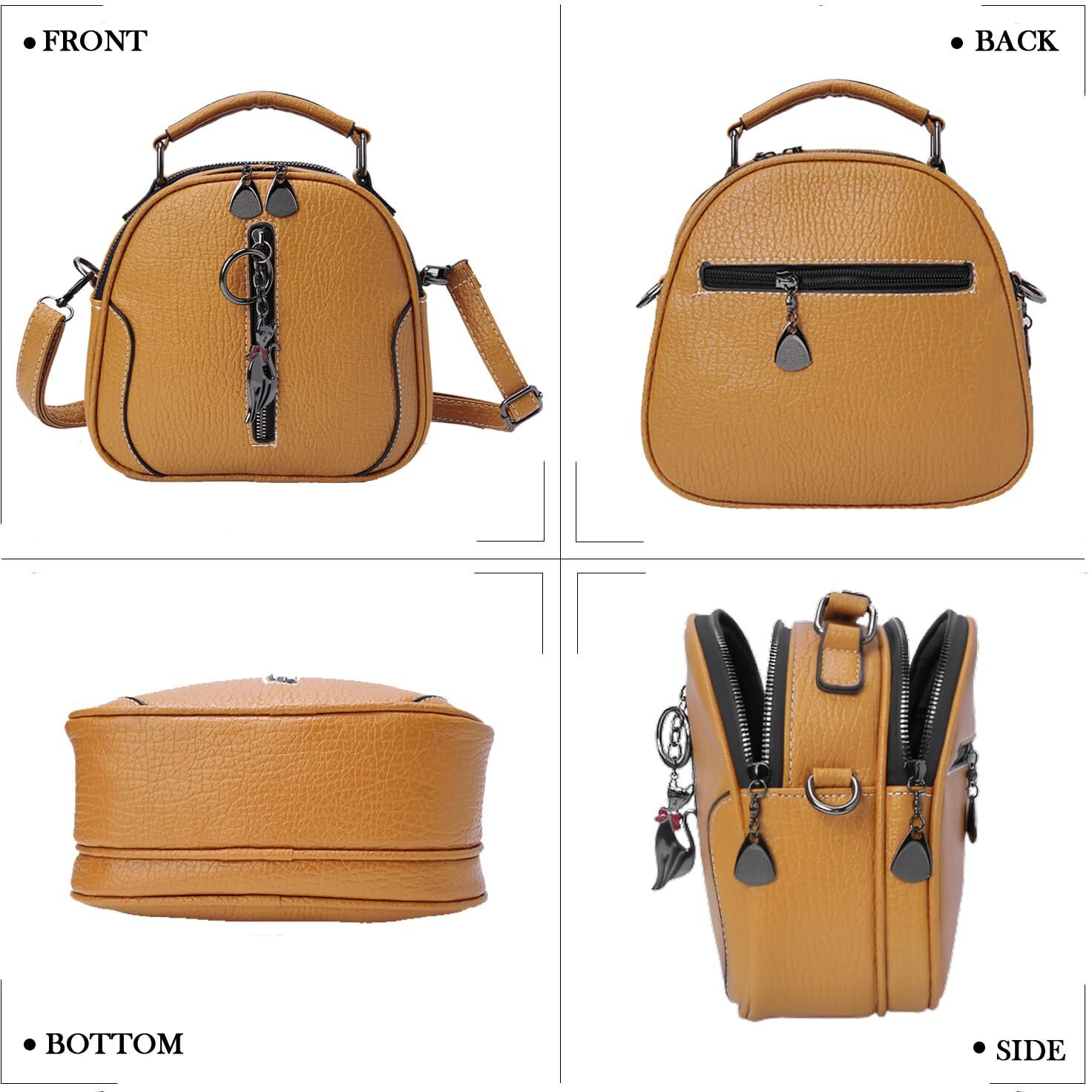 Inovera (Label) Sling Bag For Women | Faux Leather Cross Body Bags For Girls | Travel Shoulder Handbag With Adjustable Strap (Yellowish Brown)