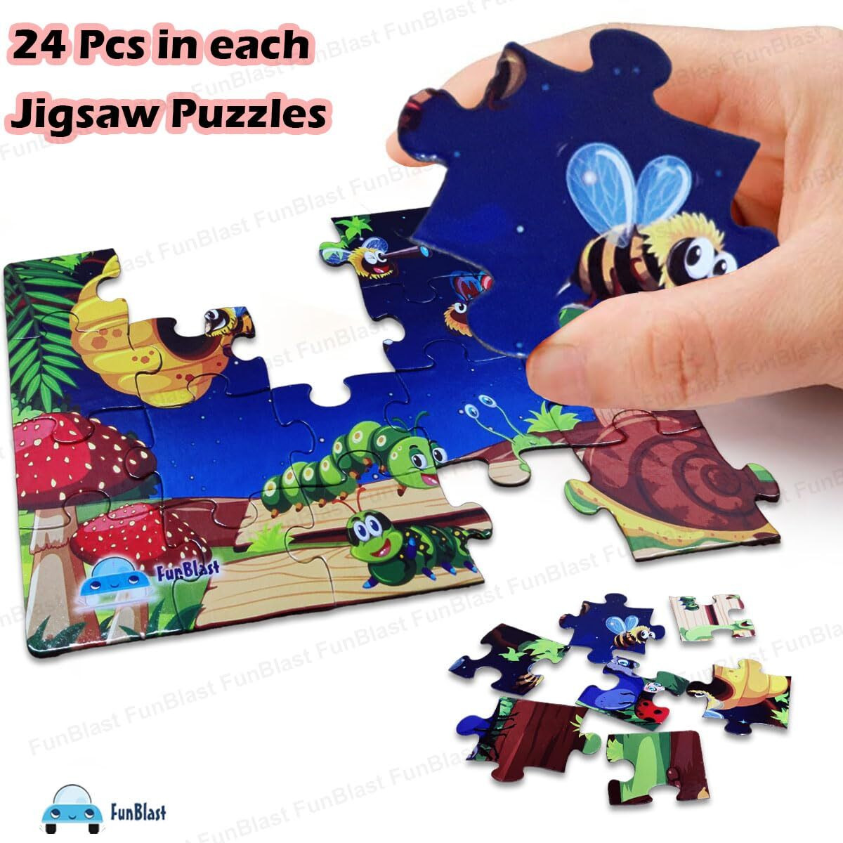 Funblast Jigsaw Puzzles For Kids, Insects Jigsaw Puzzle For Kids, Floor Puzzle For Children, Learning And Educational Jigsaw Puzzle Toys, Set Of 4-96 Pcs Puzzle (Multicolor, Size 30 X 22 Cm)