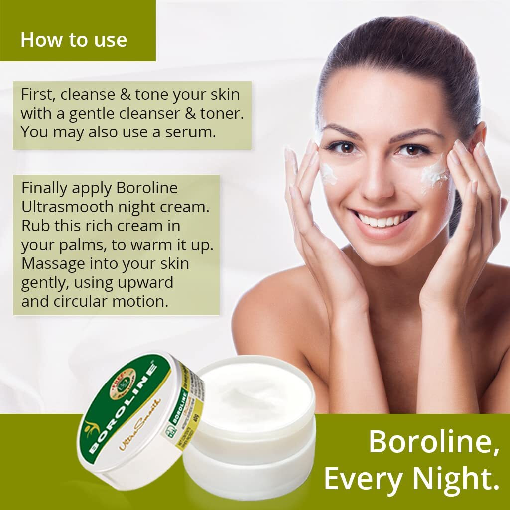 Boroline Ultra Smooth Night Cream For Dry Skin 40 Gm X 6 | Moisturizes & Repairs Dry, Rough Skin | Ayurvedic Cream (Combo Pack Of 6)