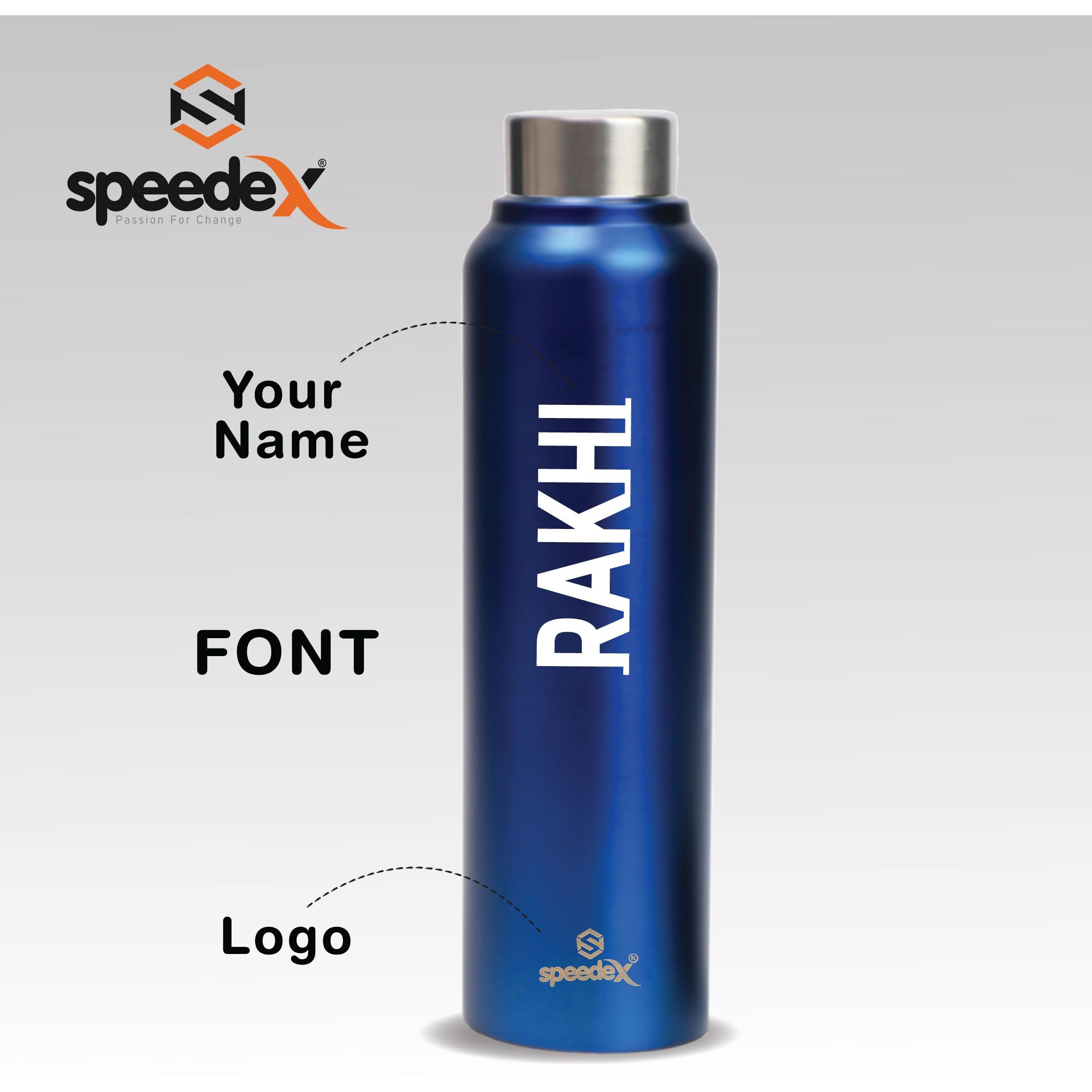 Speedex Stainless Steel Water Bottle 1 Ltr For Kids, Boys, Girls, 1 Litre Bottles For Gym, Sports, Fridge Use, School & Office - 1000Ml, Dark Blue Colour, Steel Cap