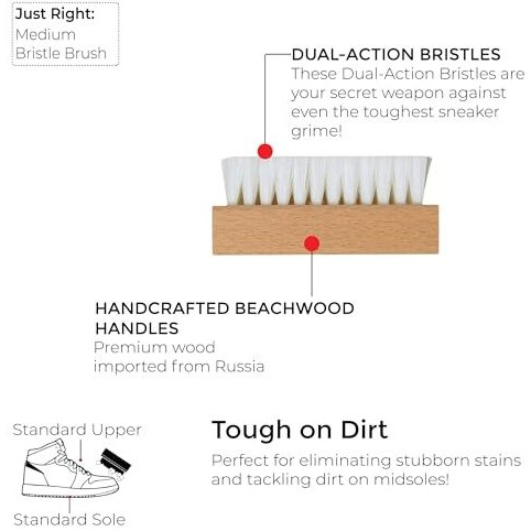 Haguepr Quick Shoe & Sneaker Cleaning Kit For Sneakers, Sports, Suede, Rubber | Cleans White Sneakers, Nubuck, Canvas, Trainers, Sports Shoes | Shoes Cleaning Solution, Medium Brush