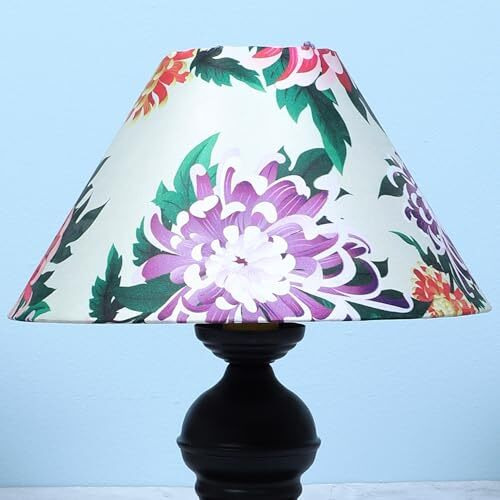 Tu Casa Urban Radiance Black Metal Table Lamp For Home Decoration, Bedroom, Living Room, Lounge, Office, Festival Gifting, Study Table (Carnation Print With Satin Shade) H - 10" / No Blub