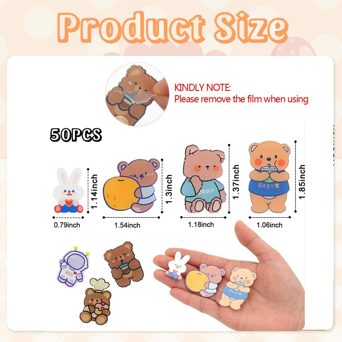Hasthip 50Pcs Cartoon Brooch Pins For Backpacks Acrylic Cute Bag Pins Assorted Diy Aesthetic Pin Kawaii Decorative Accessories For Clothing, Hats, Jackets, Purse, Etc