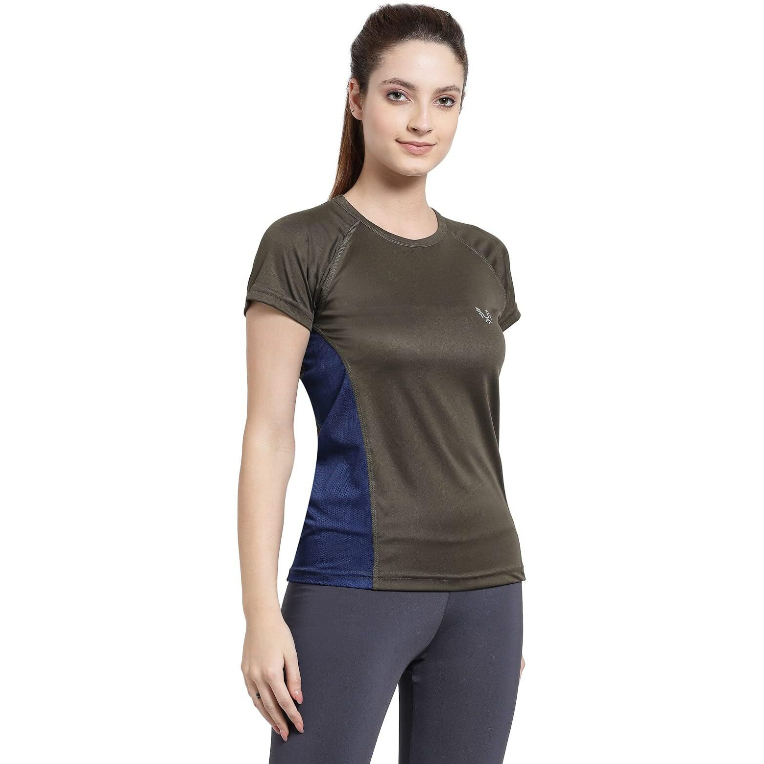 Uzarus Womens Dry Fit Workout Top Sports Gym Regular Fit T-Shirt (Xxl, Military Green)
