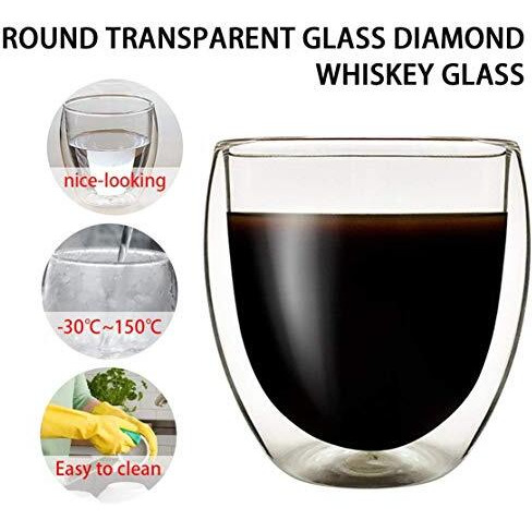 Zroy Enterprise Double Wall Glass 250Ml Set Of 6 Double Layer Tea & Coffee Cup Double Walled Glass Mugs For Hot & Cold Drinks Coffee Tea Milk Cappuchino Juice (6, 250 Ml Tumbler)