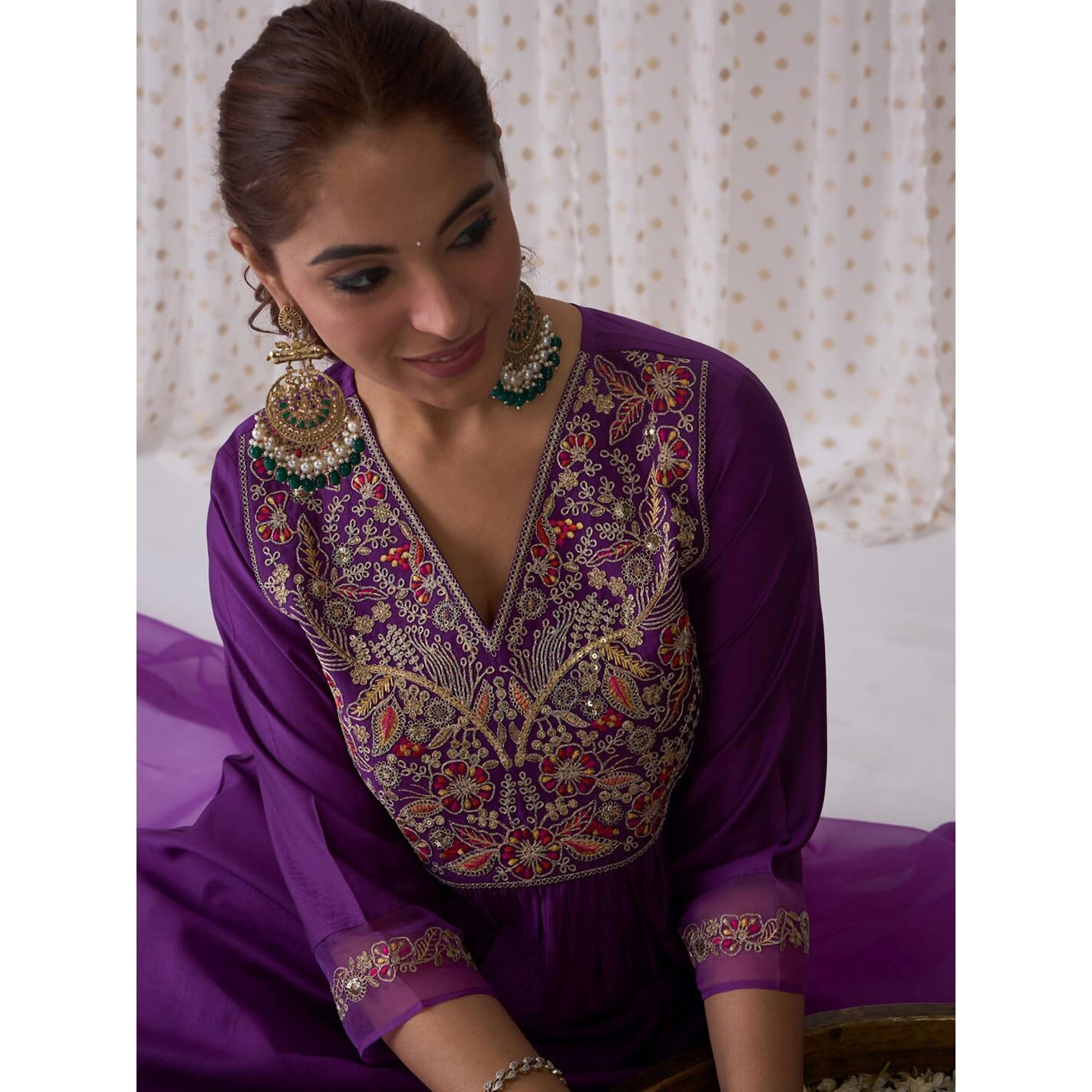Indo Era Women's Embroidered Viscose A-Line Kurti Pant And Dupatta Set (Kh1Pr6105_Xx-Large)