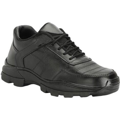 Stonix Gola Industrial Safety Sheos Men's|Sports Look & Genuine Leather|Lightweight Steel Toe Sheos|Slip Resistant & Comfortable(Size10) Black