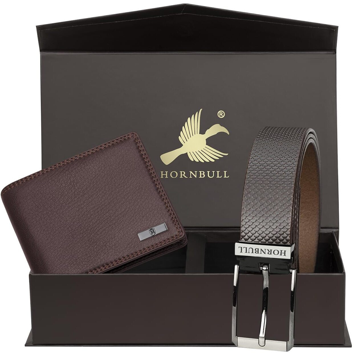 Hornbull Men's Brown Wallet And Belt Combo | Valentine's Day Gift Set For Men | Mens Leather Wallet | Wallets Men Leather Bw69187
