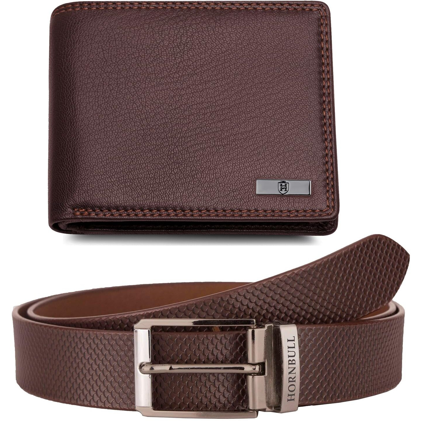 Hornbull Men's Brown Wallet And Belt Combo | Valentine's Day Gift Set For Men | Mens Leather Wallet | Wallets Men Leather Bw69187