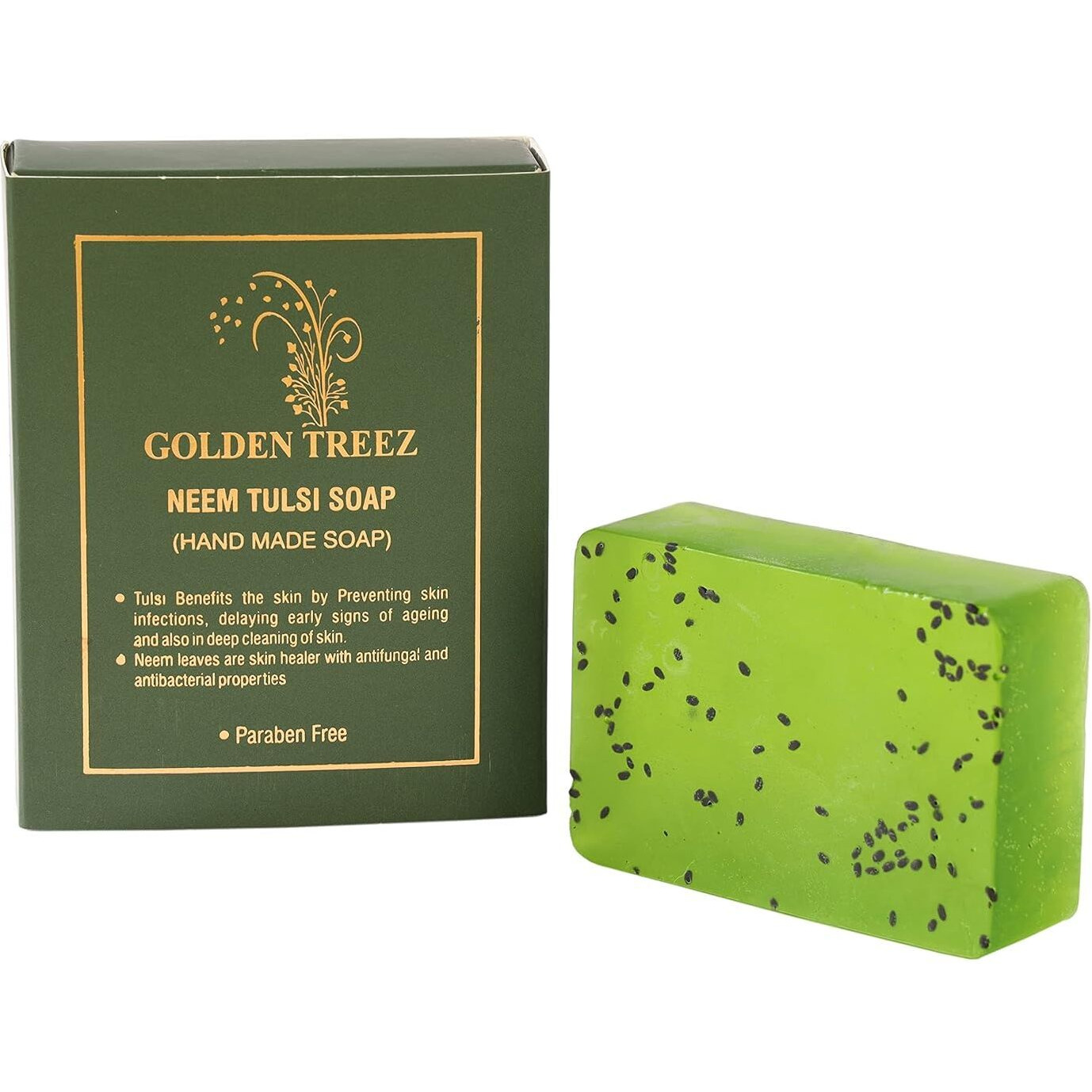 Golden Treez Neem Tulsi Handmade Bath Soap For Tan Removal, Acne (Pimples) Natural, Bathing Soap For Men And Women-115 Gm (Pack Of 2)