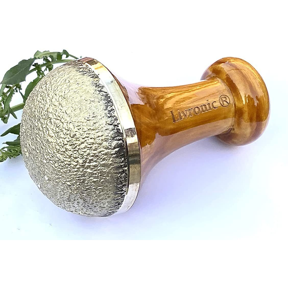 Livronic Bronze Kansa Natural Vatki Cup With Wooden Handle Ayurvedic Manual Detox Foot Massager Relaxation And Deep Cleaning Ancient Indian Technique Ayurvedic Kansa Vatki Foot Massage (Natural)