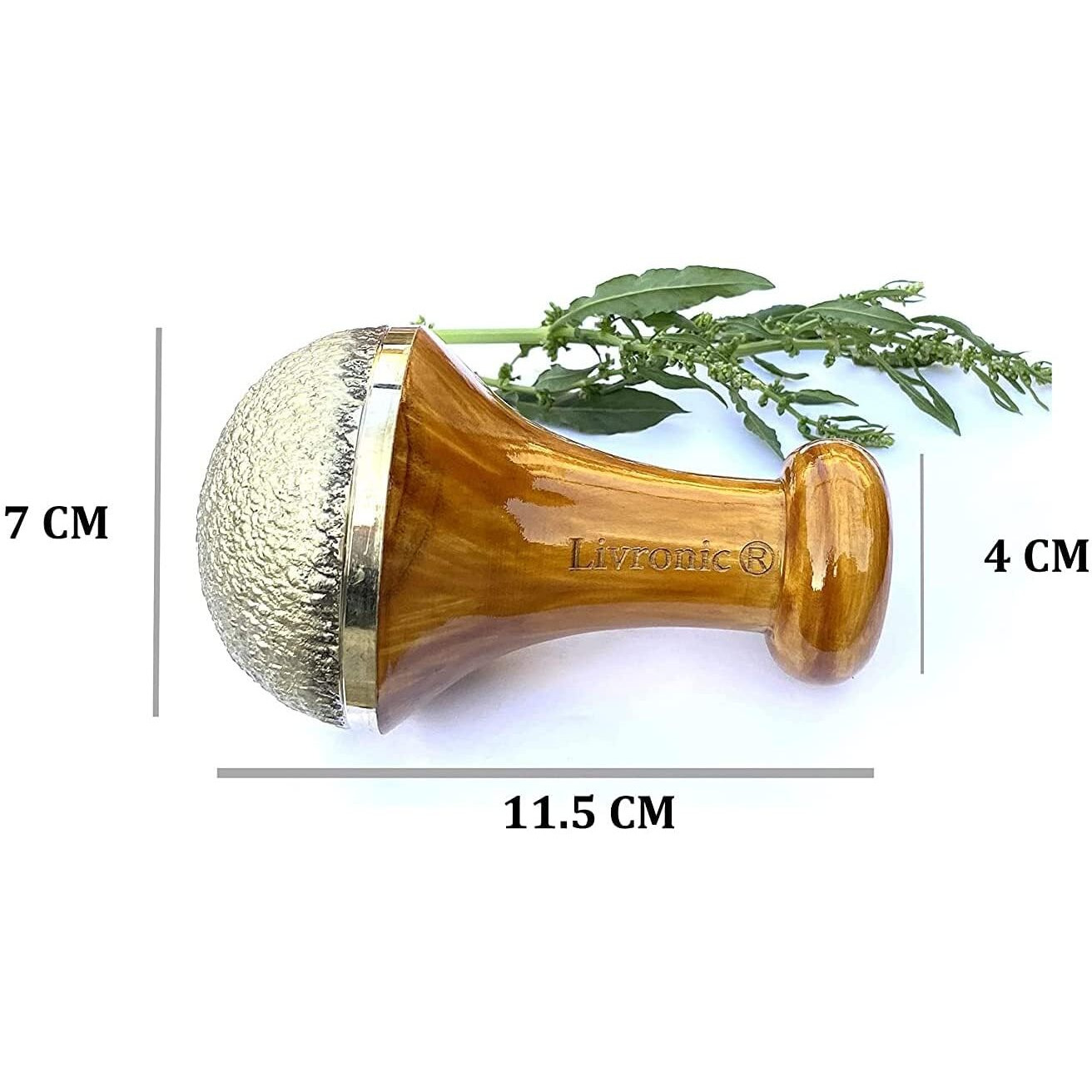 Livronic Bronze Kansa Natural Vatki Cup With Wooden Handle Ayurvedic Manual Detox Foot Massager Relaxation And Deep Cleaning Ancient Indian Technique Ayurvedic Kansa Vatki Foot Massage (Natural)