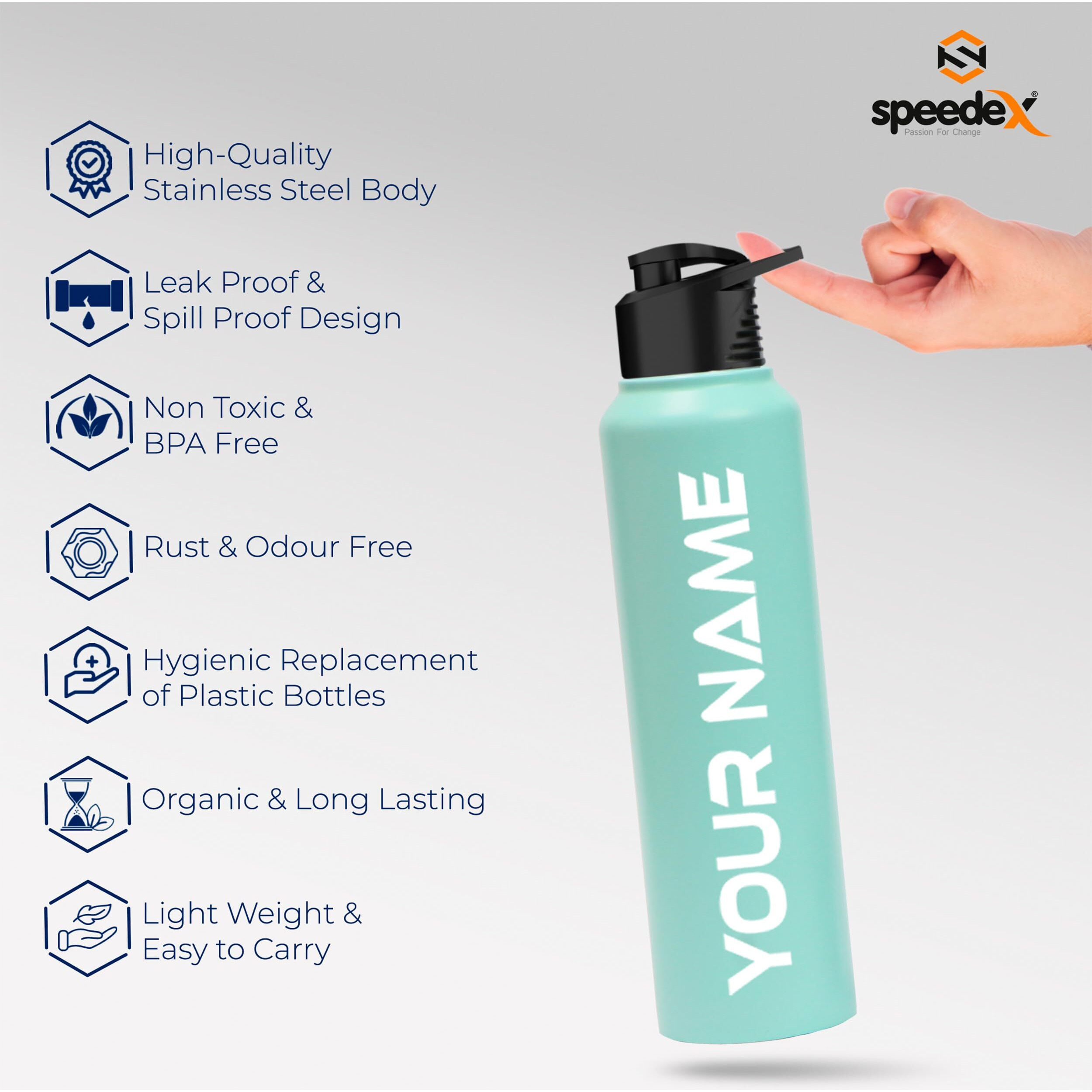 Speedex Stainless Steel Water Bottle 1 Ltr For Kids, Boys, Girls, 1 Litre Bottles For Gym, Sports, Fridge Use, School & Office - 1000Ml, Pastel Green Colour, Sipper Cap