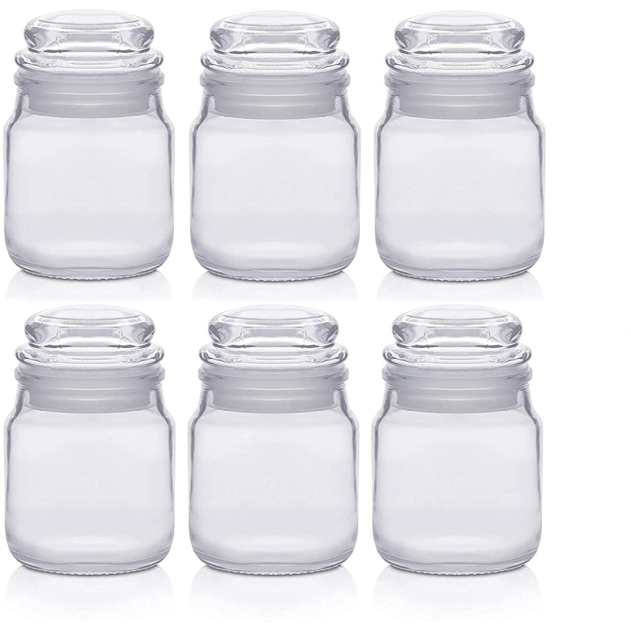 Feelopie Clear Glassjars With Airtight Rubberised Silicone Stopper Dome Lids For Kitchen Pudding Jar Store Yogurt Salt,Spices,Herbs,Masala,Chatni,Sugartea,Coffee Usein Food Decoration(150Ml,Set Of 6)