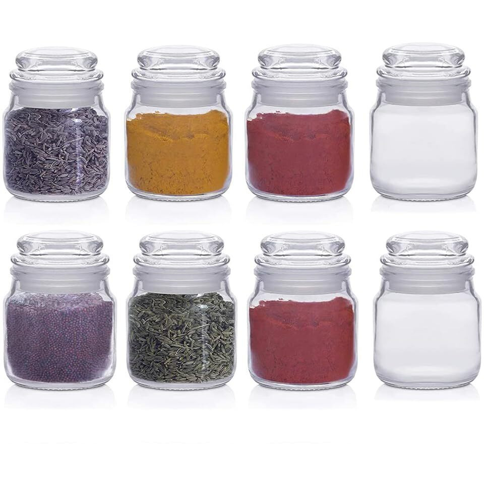 Feelopie Clear Glassjars With Airtight Rubberised Silicone Stopper Dome Lids For Kitchen Pudding Jar Store Yogurt Salt,Spices,Herbs,Masala,Chatni,Sugartea,Coffee Usein Food Decoration(150Ml,Set Of 6)